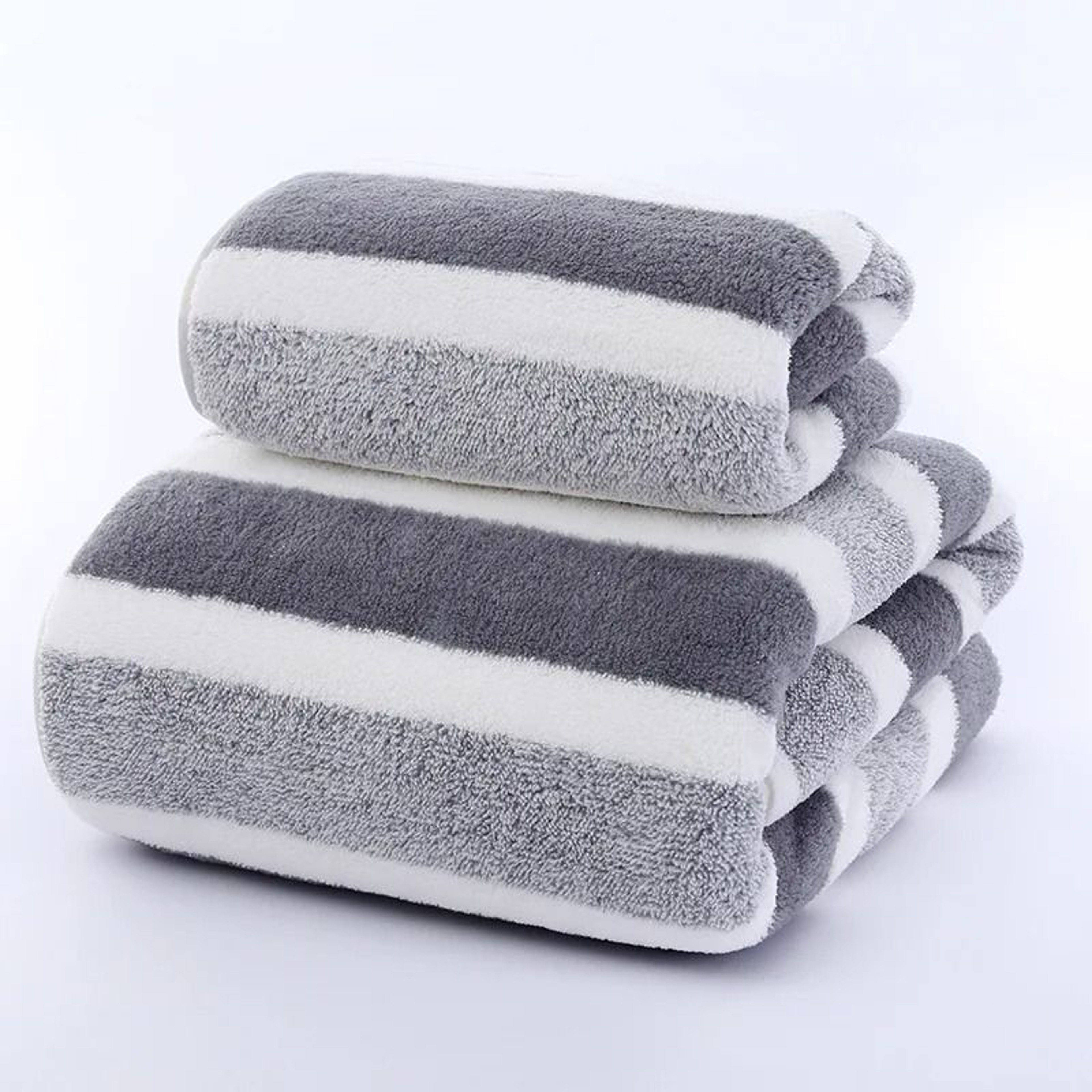 Striped Pattern Quick Dry Soft Towel Set For Bathroom And Face Care 6