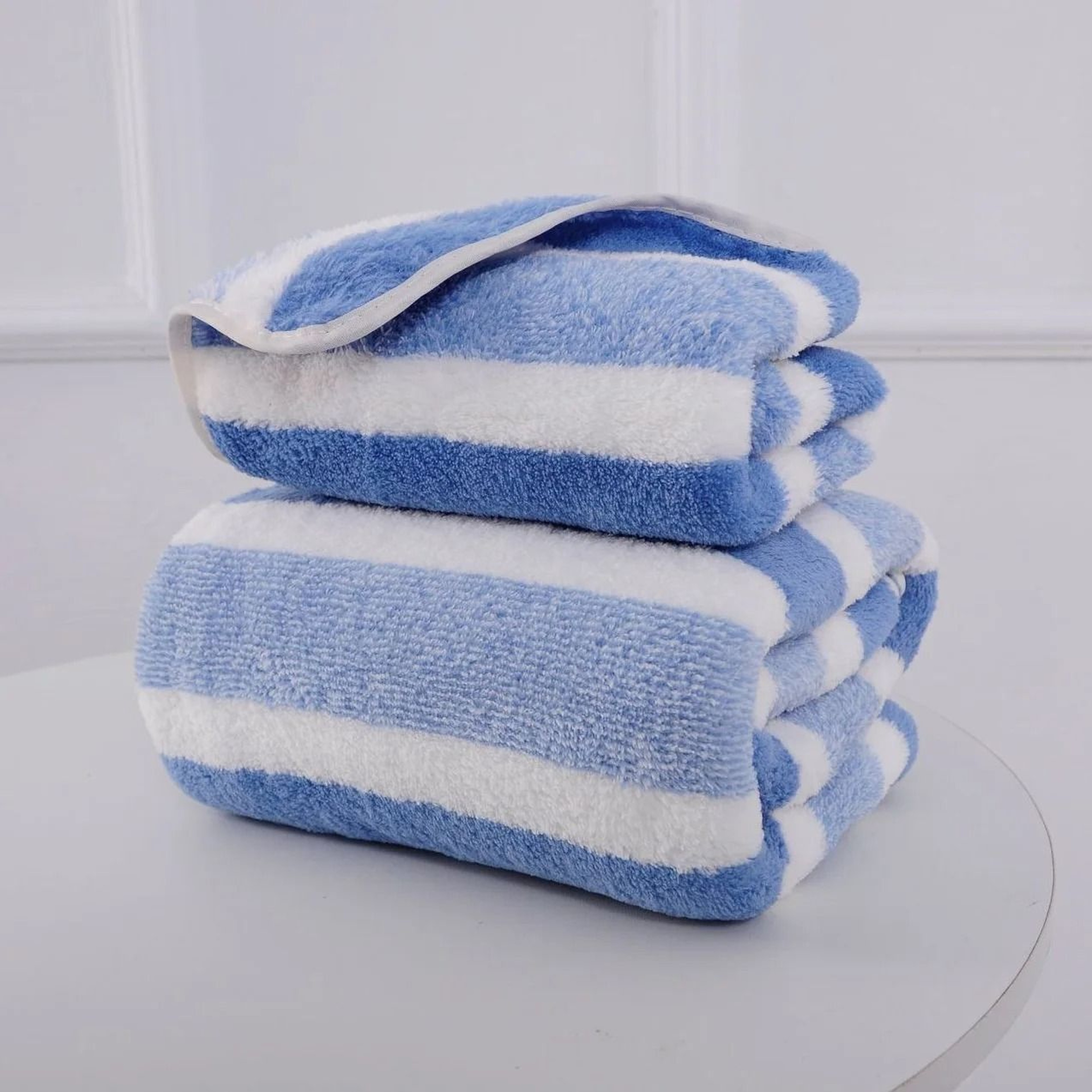 Striped Pattern Quick Dry Soft Towel Set For Bathroom And Face Care 8