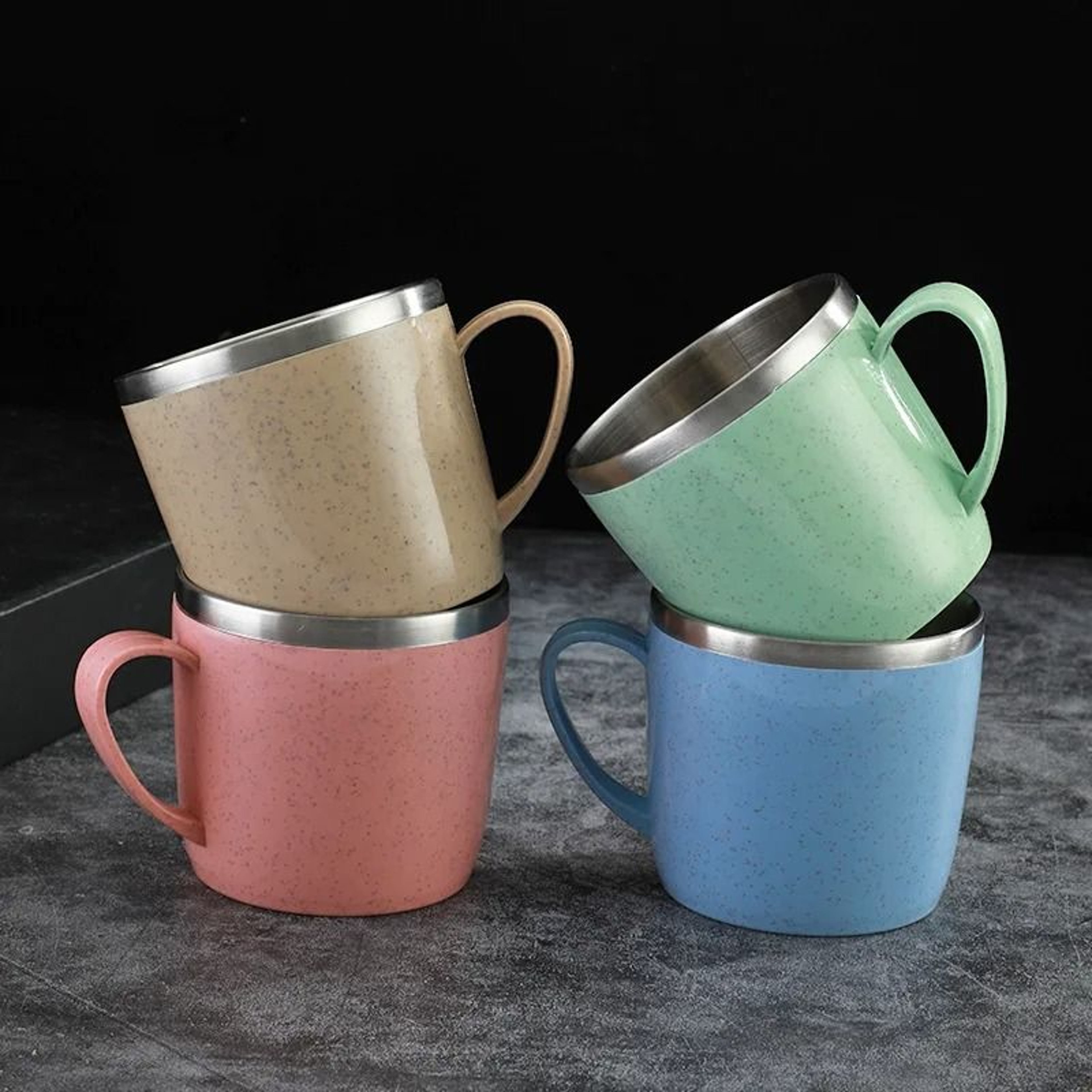 Double Layer Stainless Steel Coffee Mug With Plastic Handle For Home And Office 2