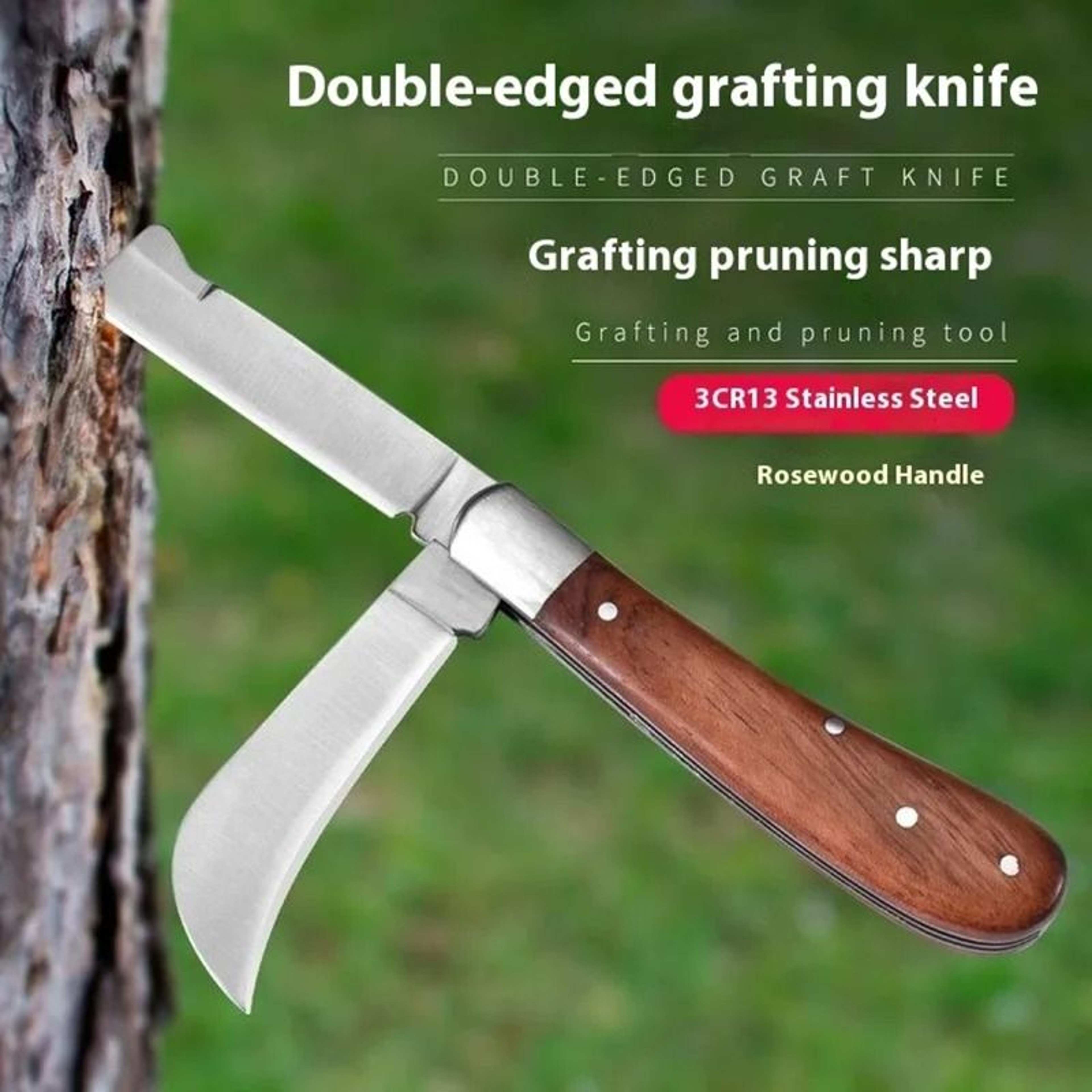 Folding Grafting Knife Garden Pruning Tool With Wooden Handle 0