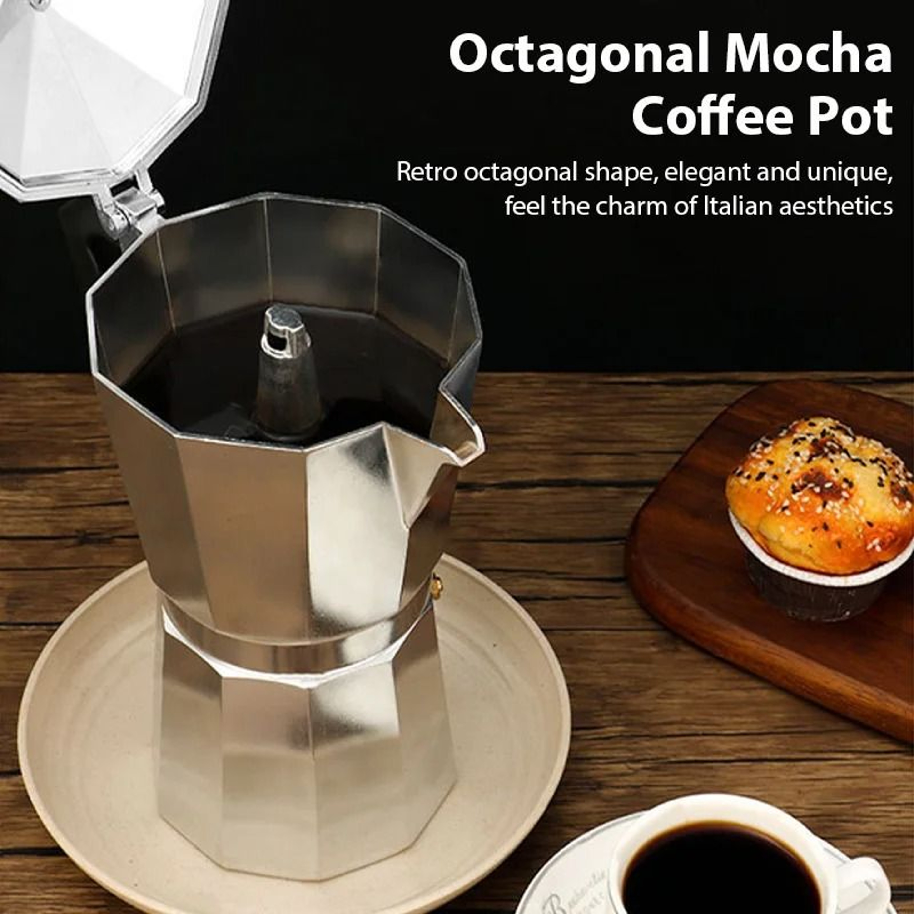 Aluminum Italian Octagonal Moka Coffee Pot Stove Top Espresso Maker 1