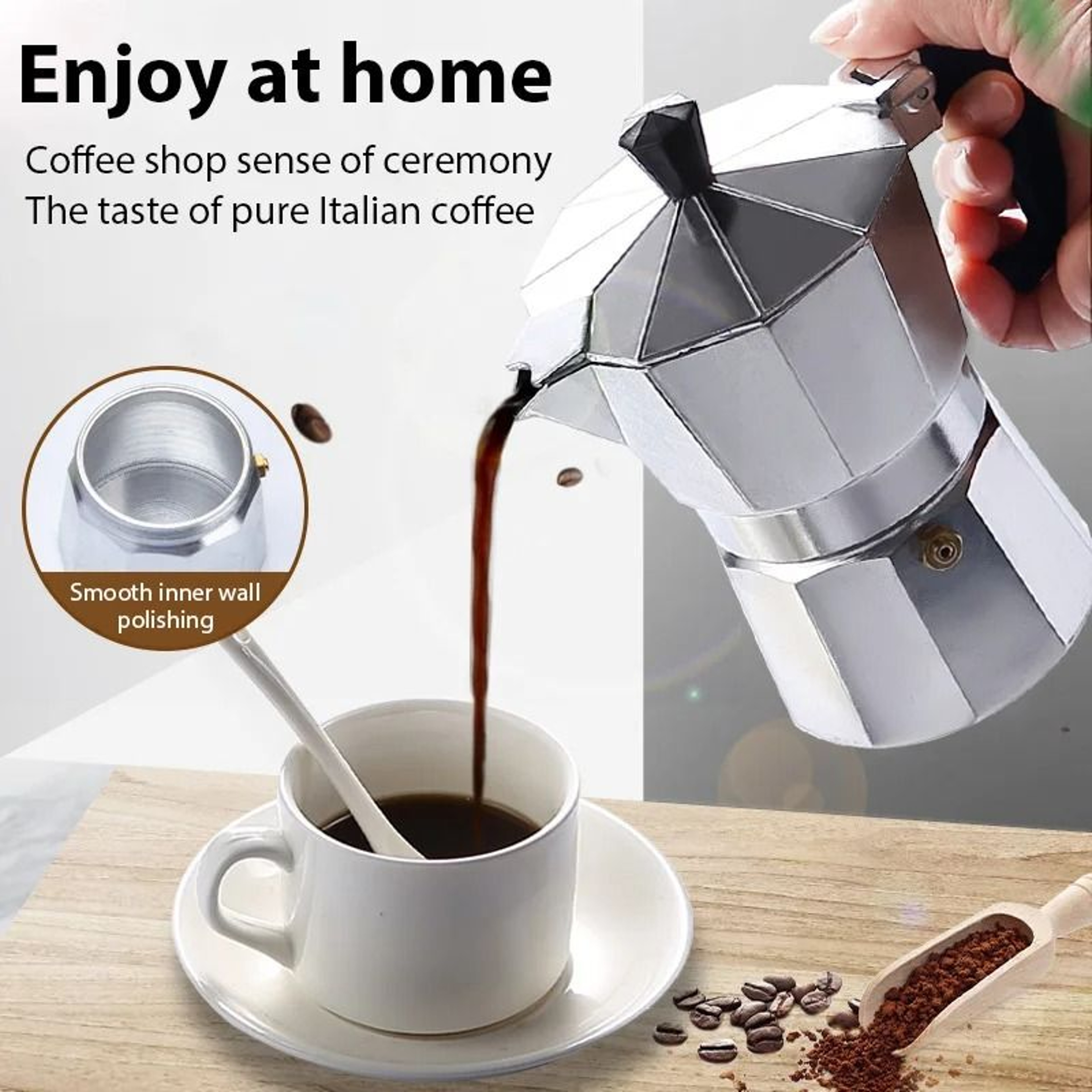 Aluminum Italian Octagonal Moka Coffee Pot Stove Top Espresso Maker 2