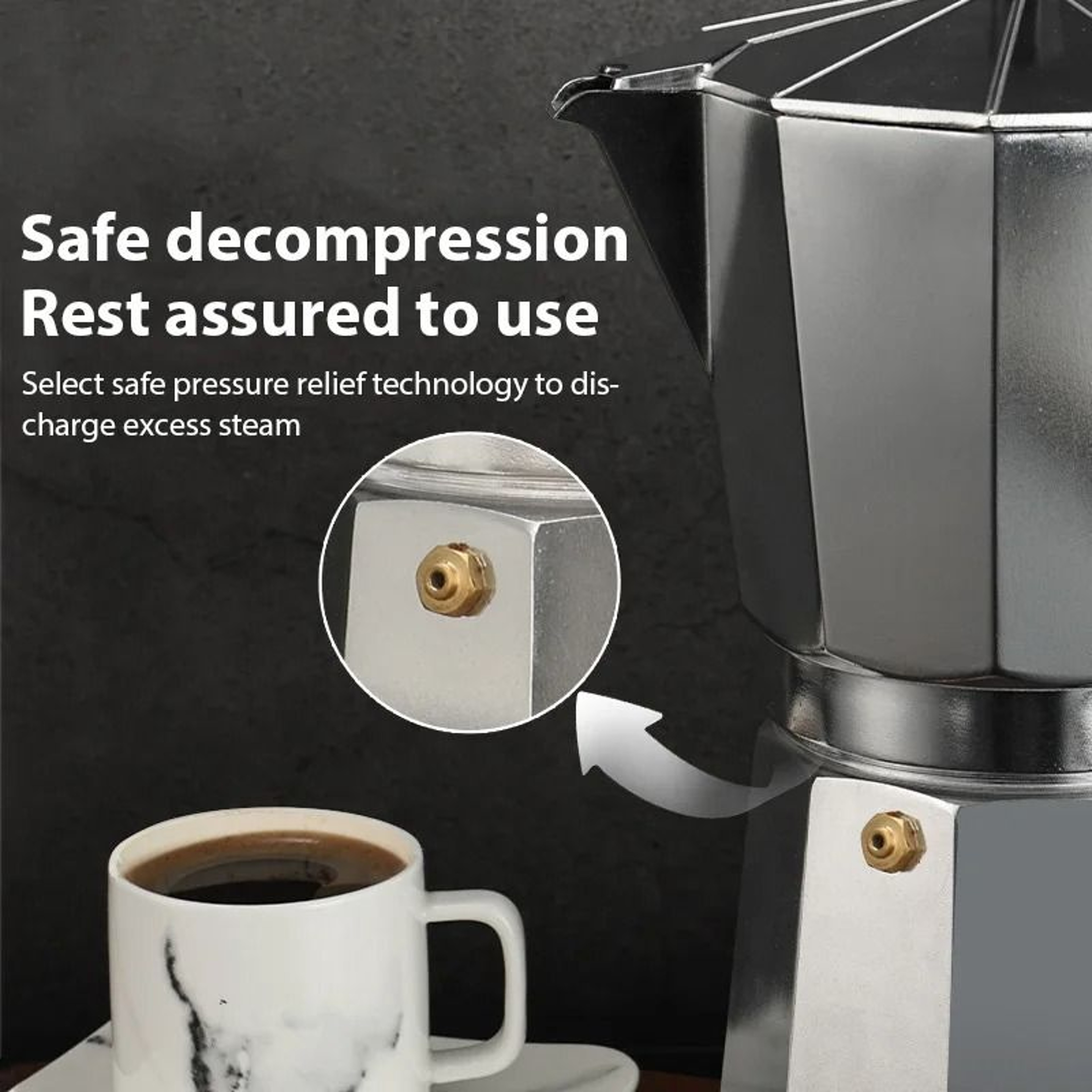 Aluminum Italian Octagonal Moka Coffee Pot Stove Top Espresso Maker 4