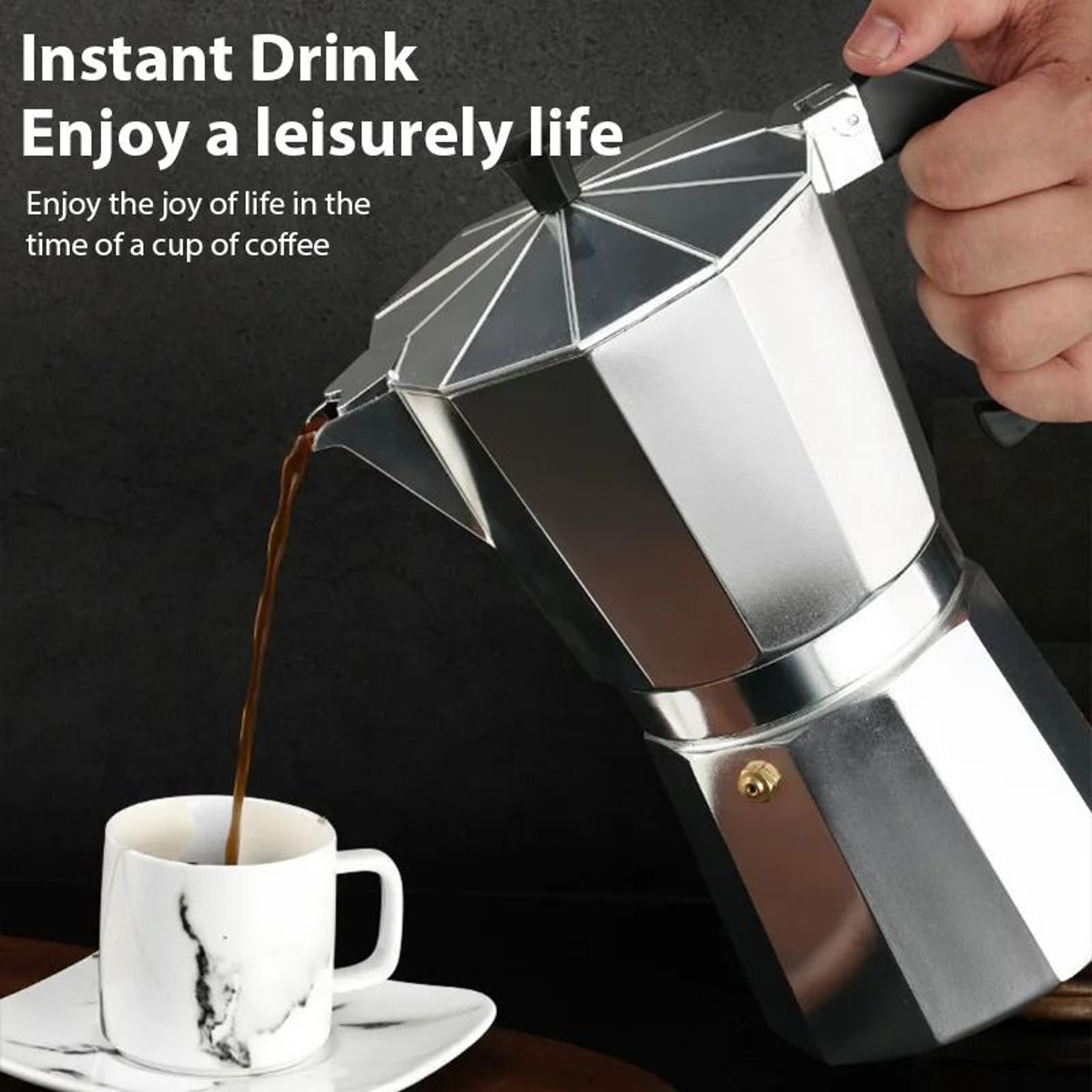 Aluminum Italian Octagonal Moka Coffee Pot Stove Top Espresso Maker 5