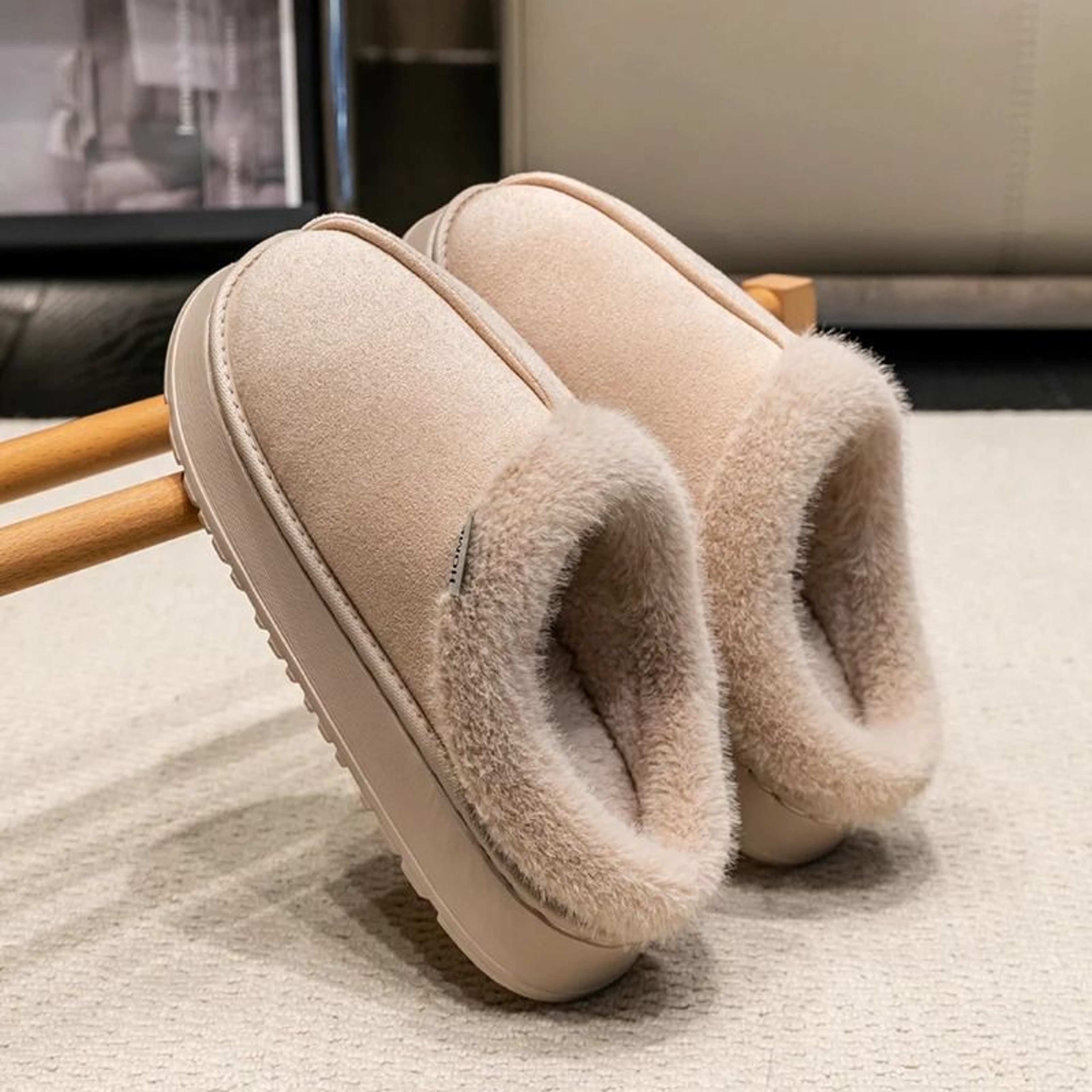 New Fluffy Mens Slippers Winter With Thick Sole For Indoor Anti Slip And Warmth At Home With Fur Li 7