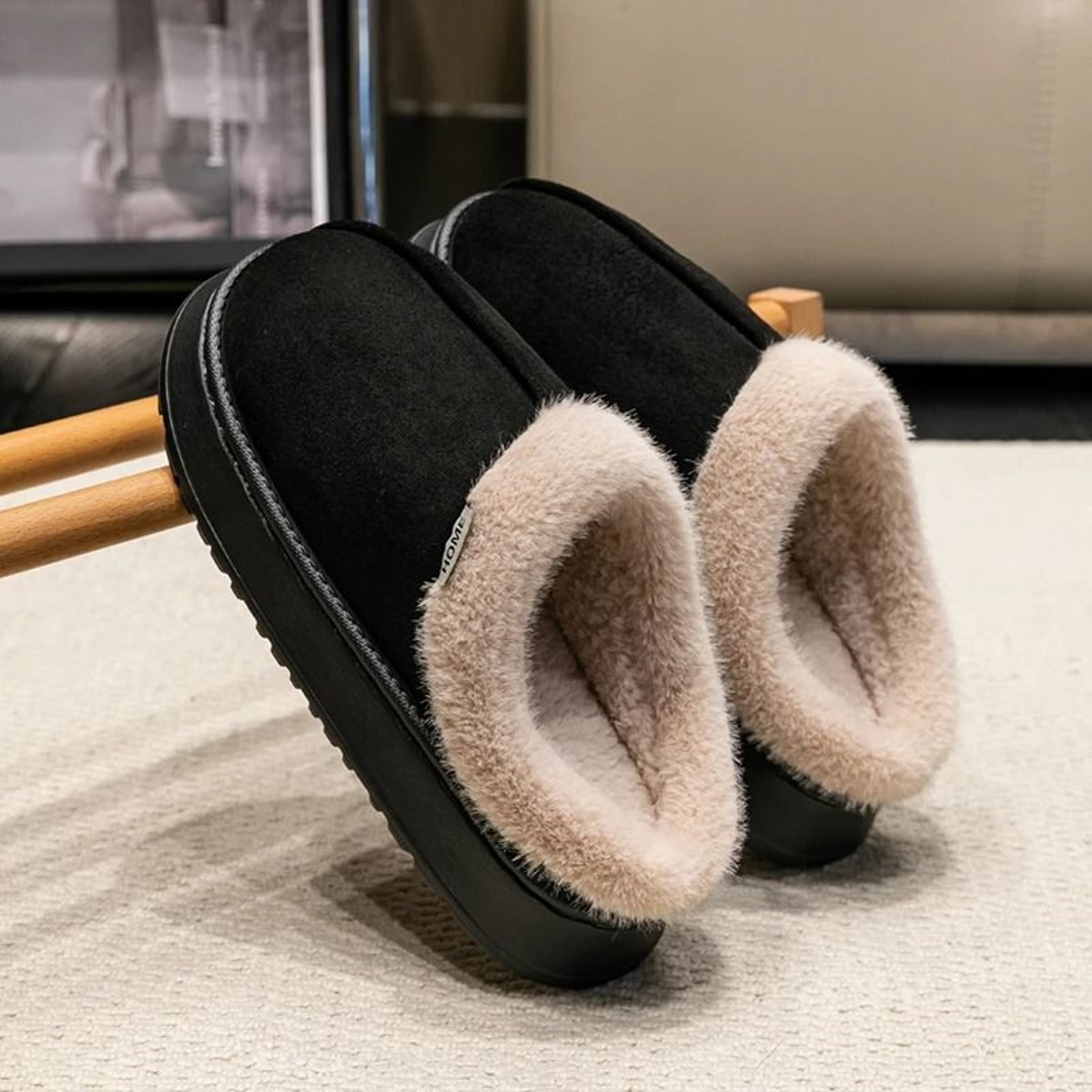 New Fluffy Mens Slippers Winter With Thick Sole For Indoor Anti Slip And Warmth At Home With Fur Li 8