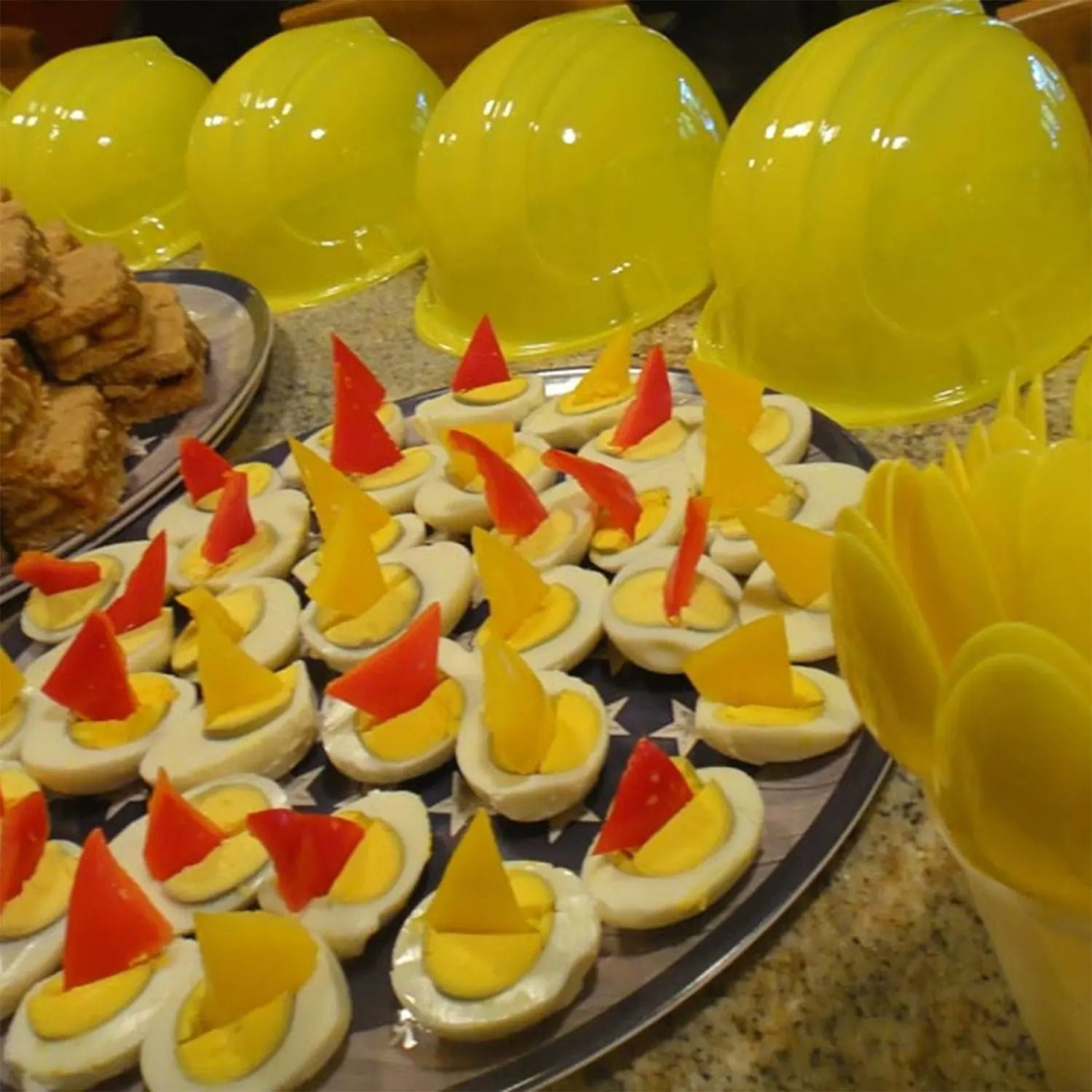 Kids Construction Party Hats Soft Plastic Dress Up Set Of 12 3