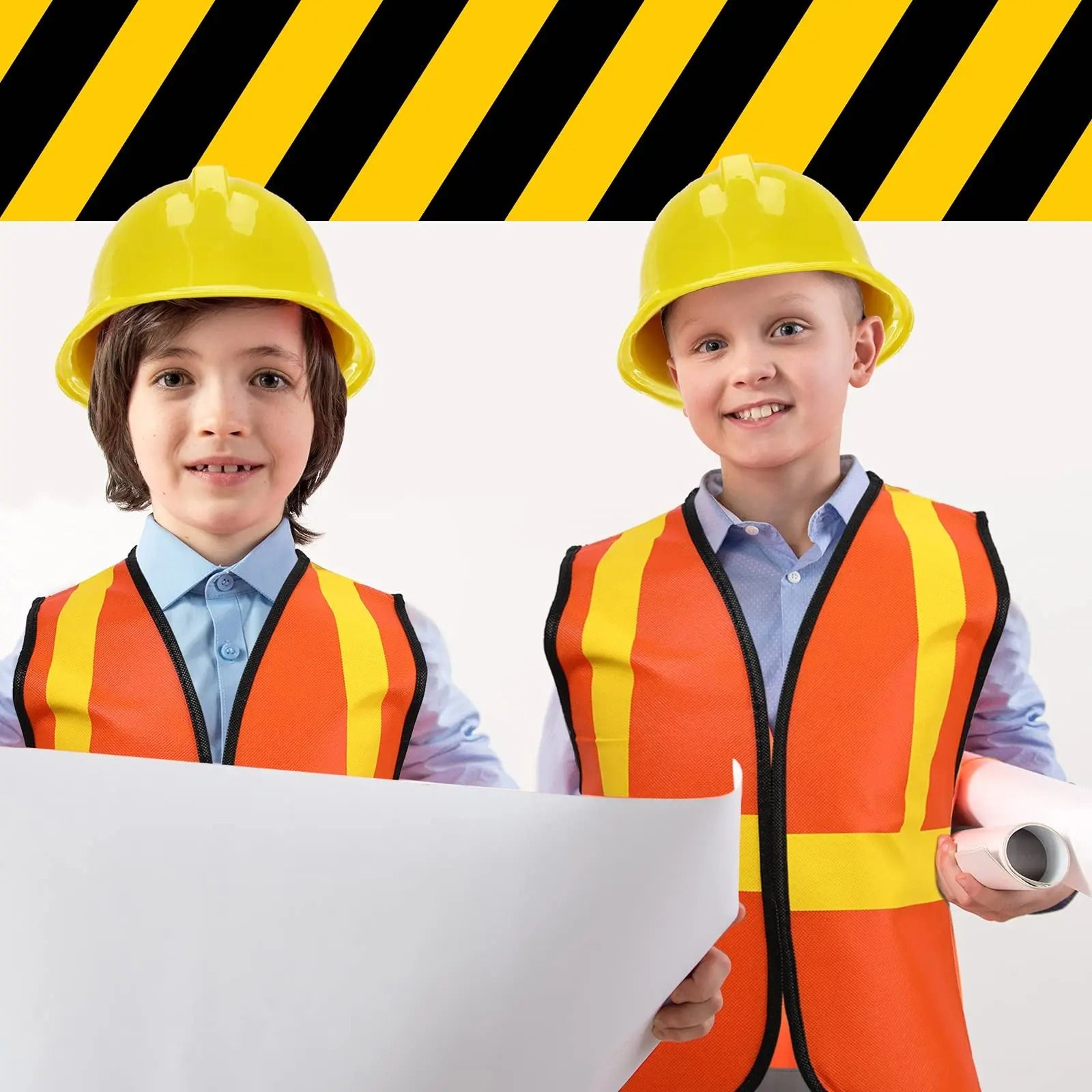 Kids Construction Party Hats Soft Plastic Dress Up Set Of 12 4