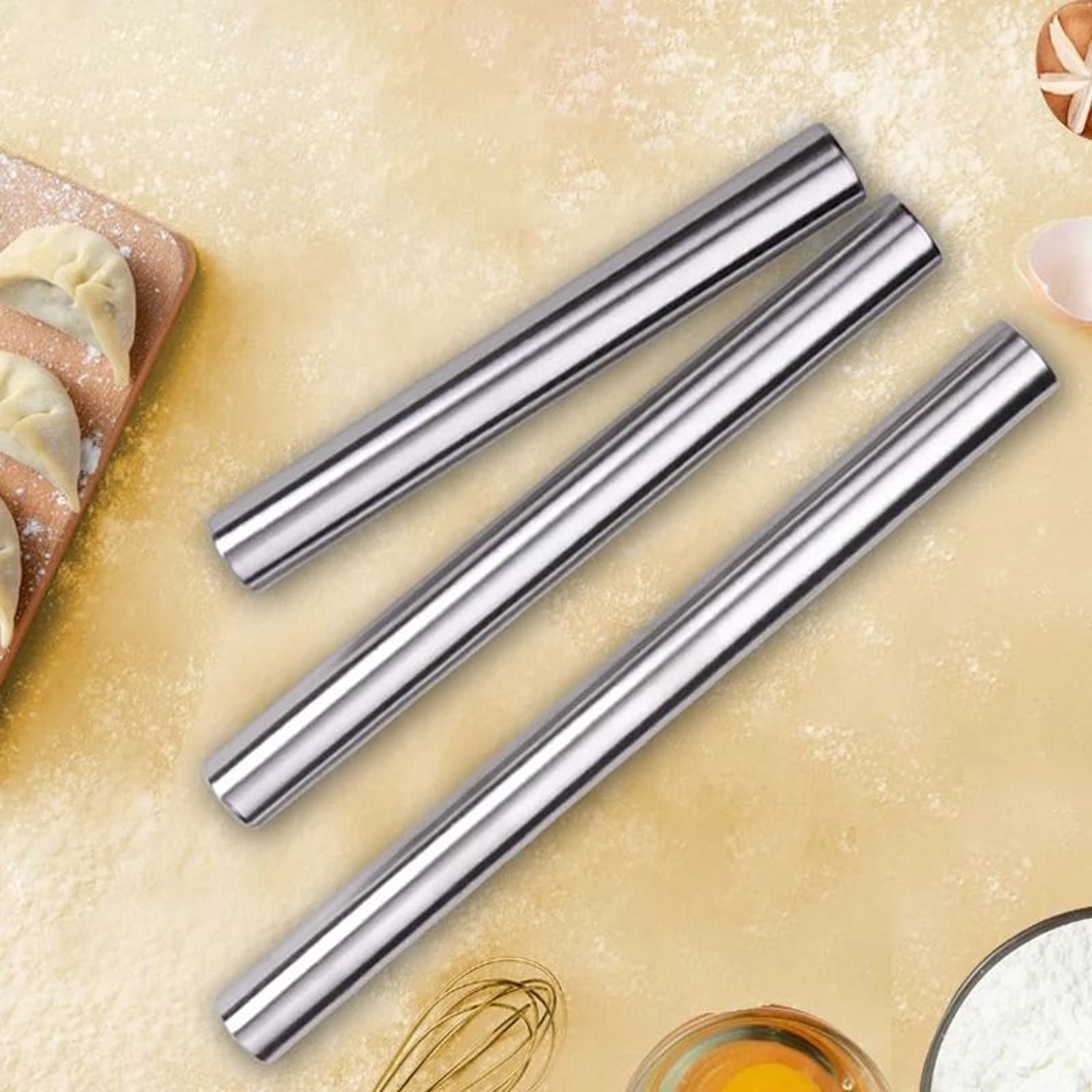 Stainless Steel Non Stick Rolling Pin For Dough Pizza And Pastry Preparation 3