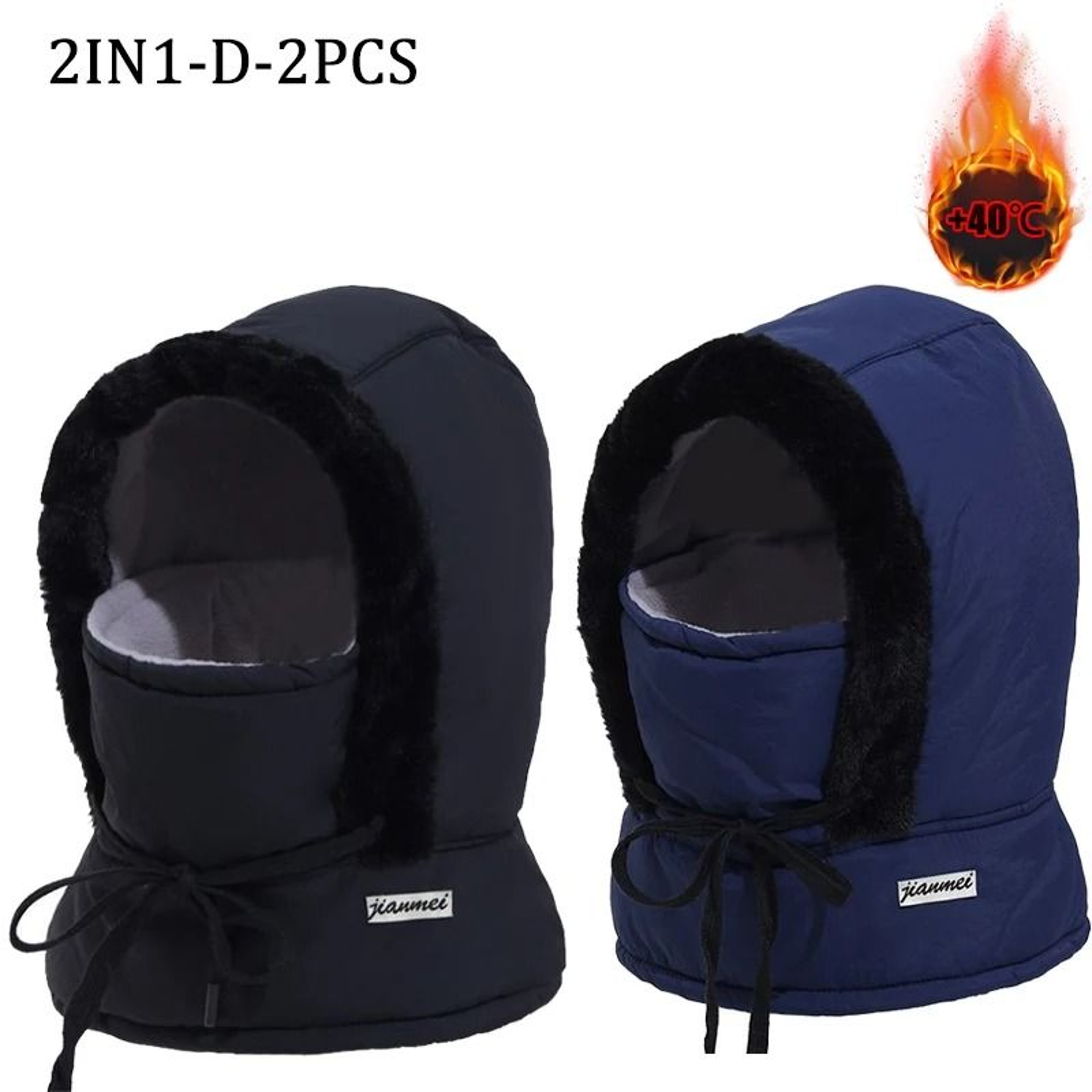 Cold Weather Thermal 3 In 1 Scarf Winter Windproof Hood Hat With Plush Neck Warmer 14