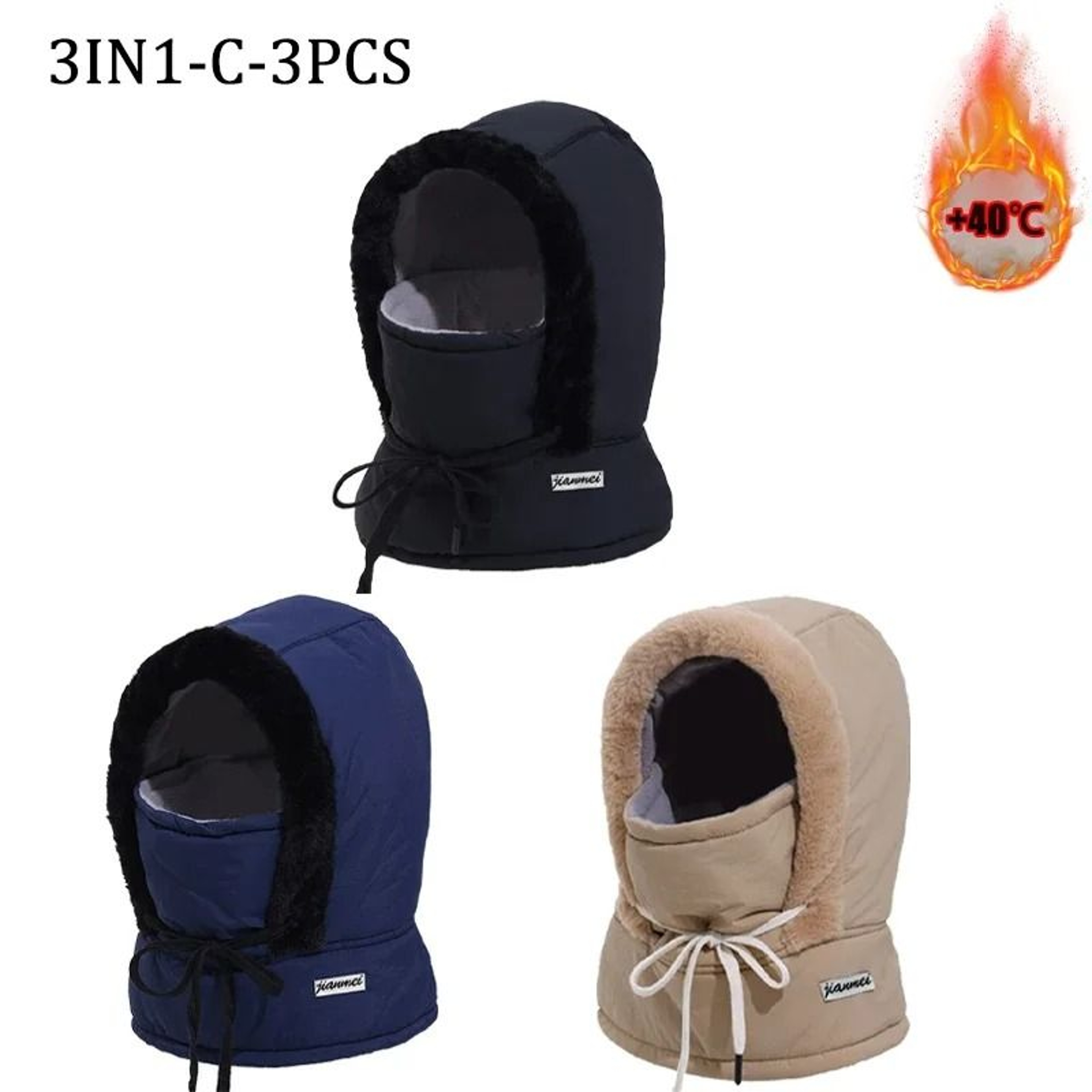 Cold Weather Thermal 3 In 1 Scarf Winter Windproof Hood Hat With Plush Neck Warmer 16