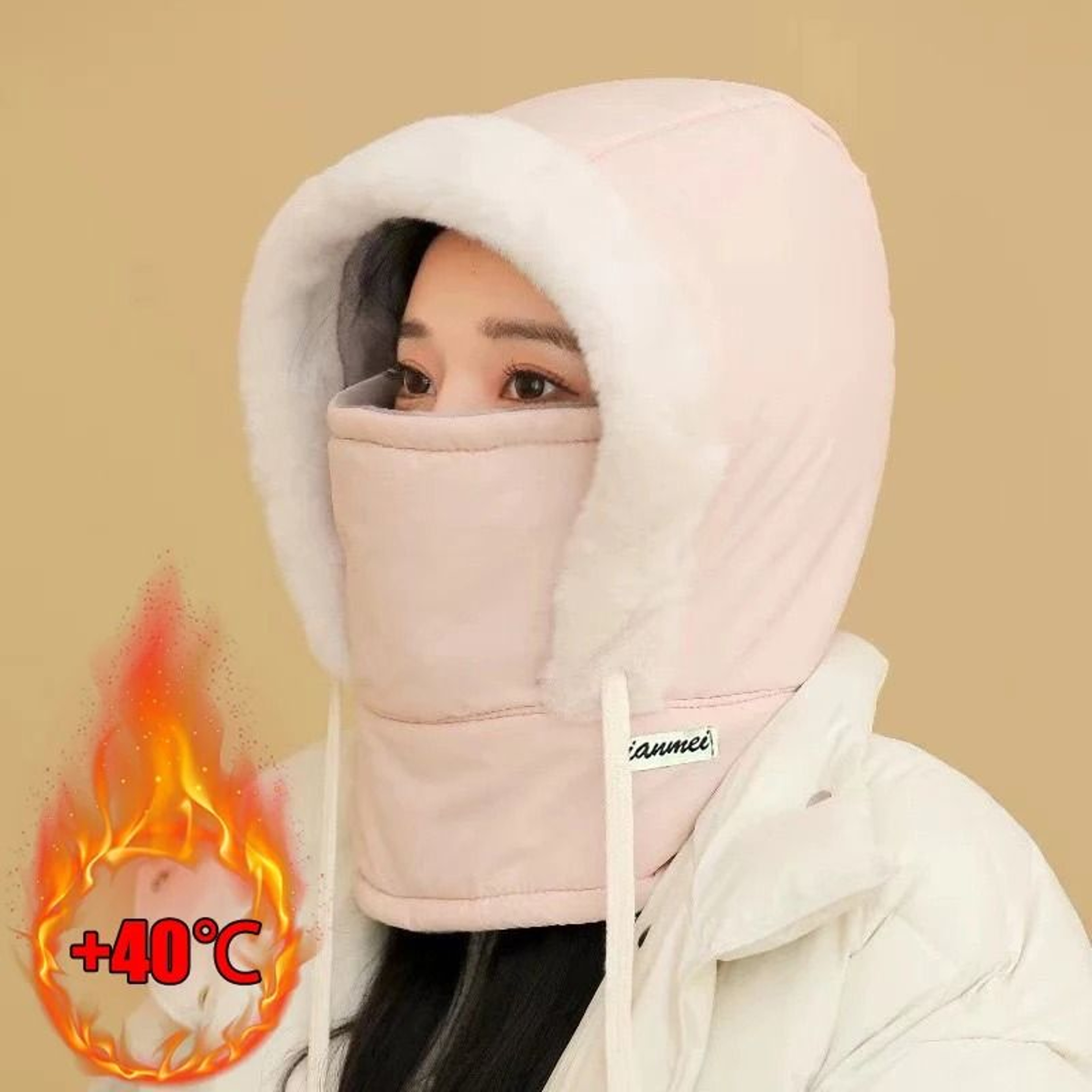 Cold Weather Thermal 3 In 1 Scarf Winter Windproof Hood Hat With Plush Neck Warmer 3