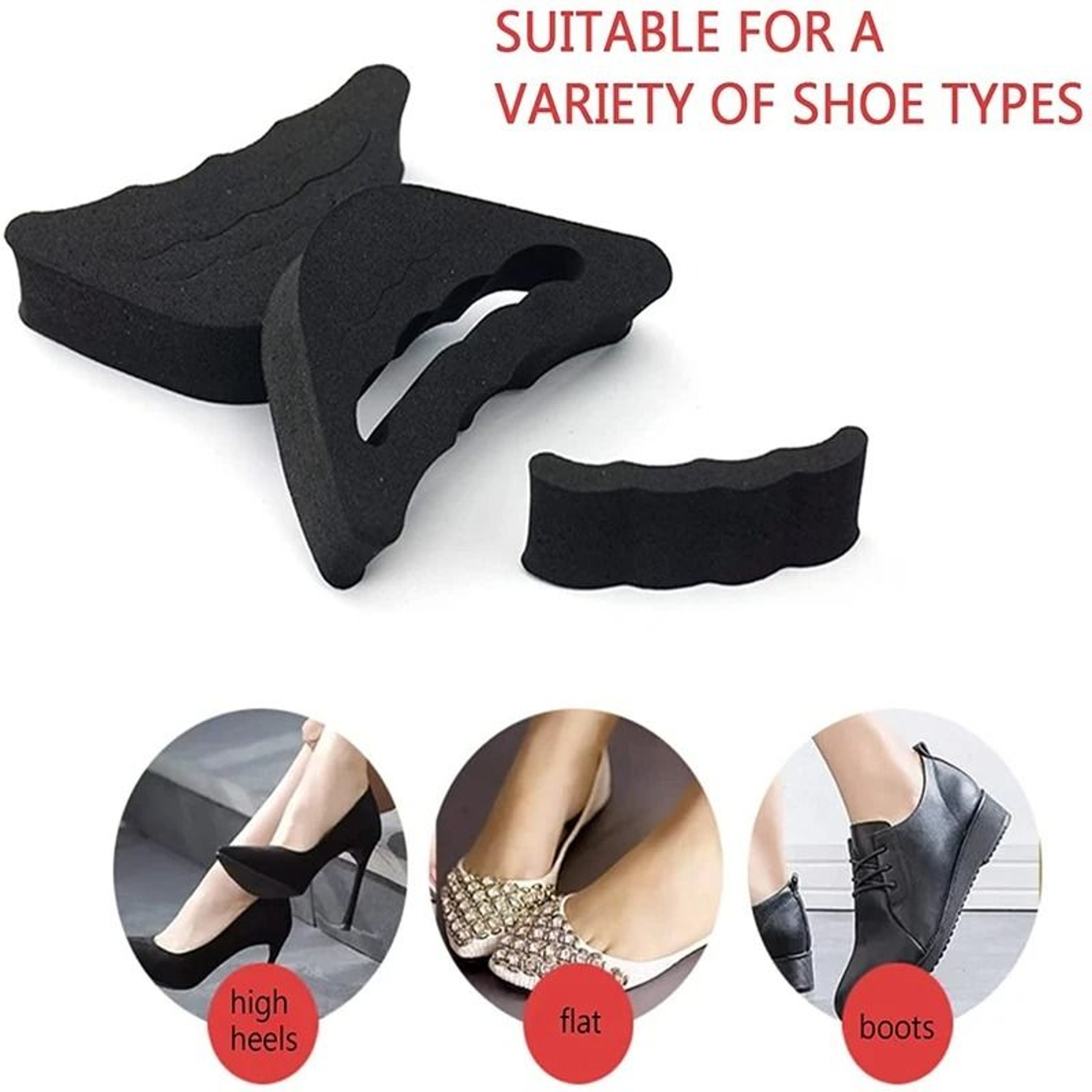 Soft Toe Plug Half Insole Reusable Shoe Filler Adjustable Foot Padding Inserts 1