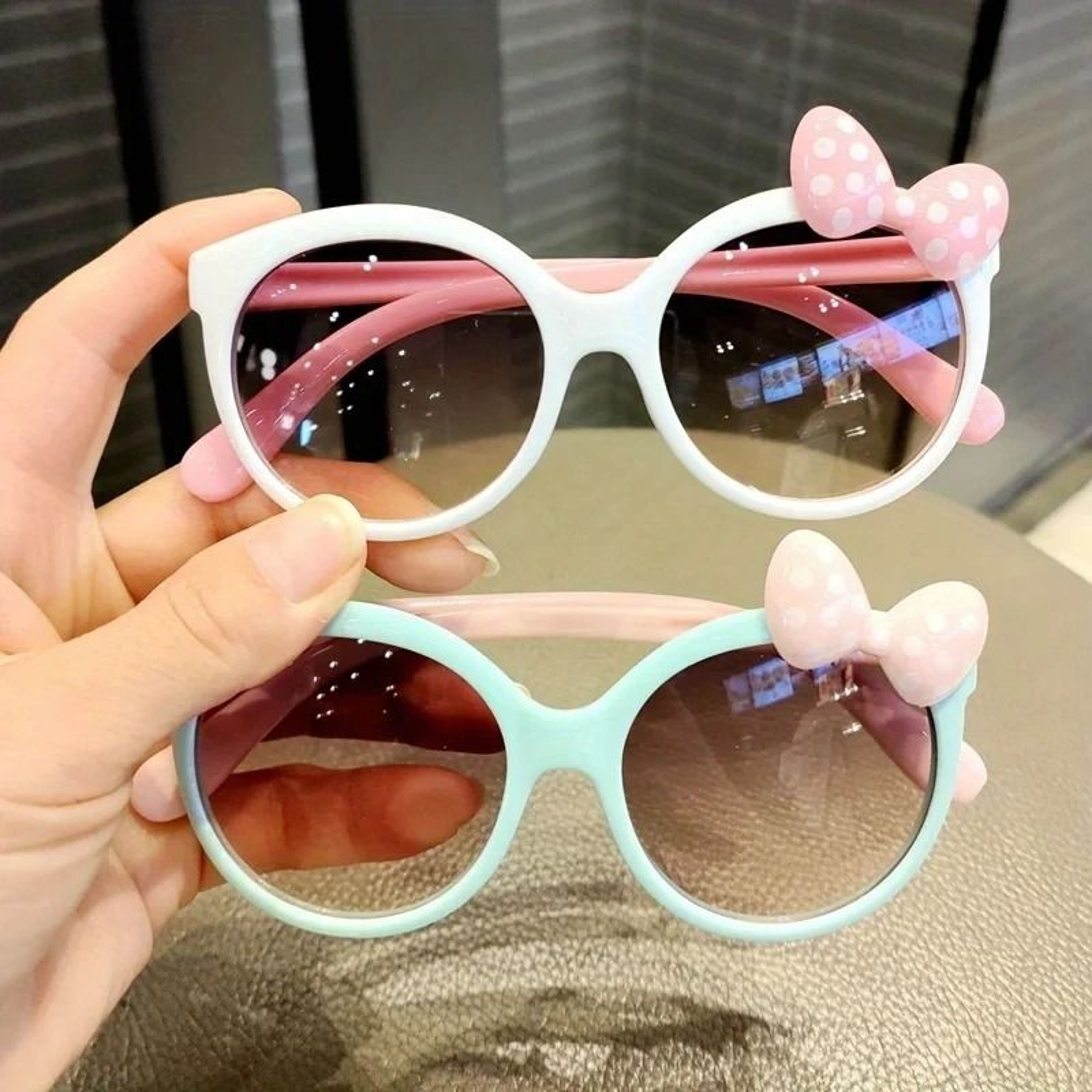 Kids Bow Decor Big Frame Sunglasses Outdoor Party Vacation Travel Glasses 4