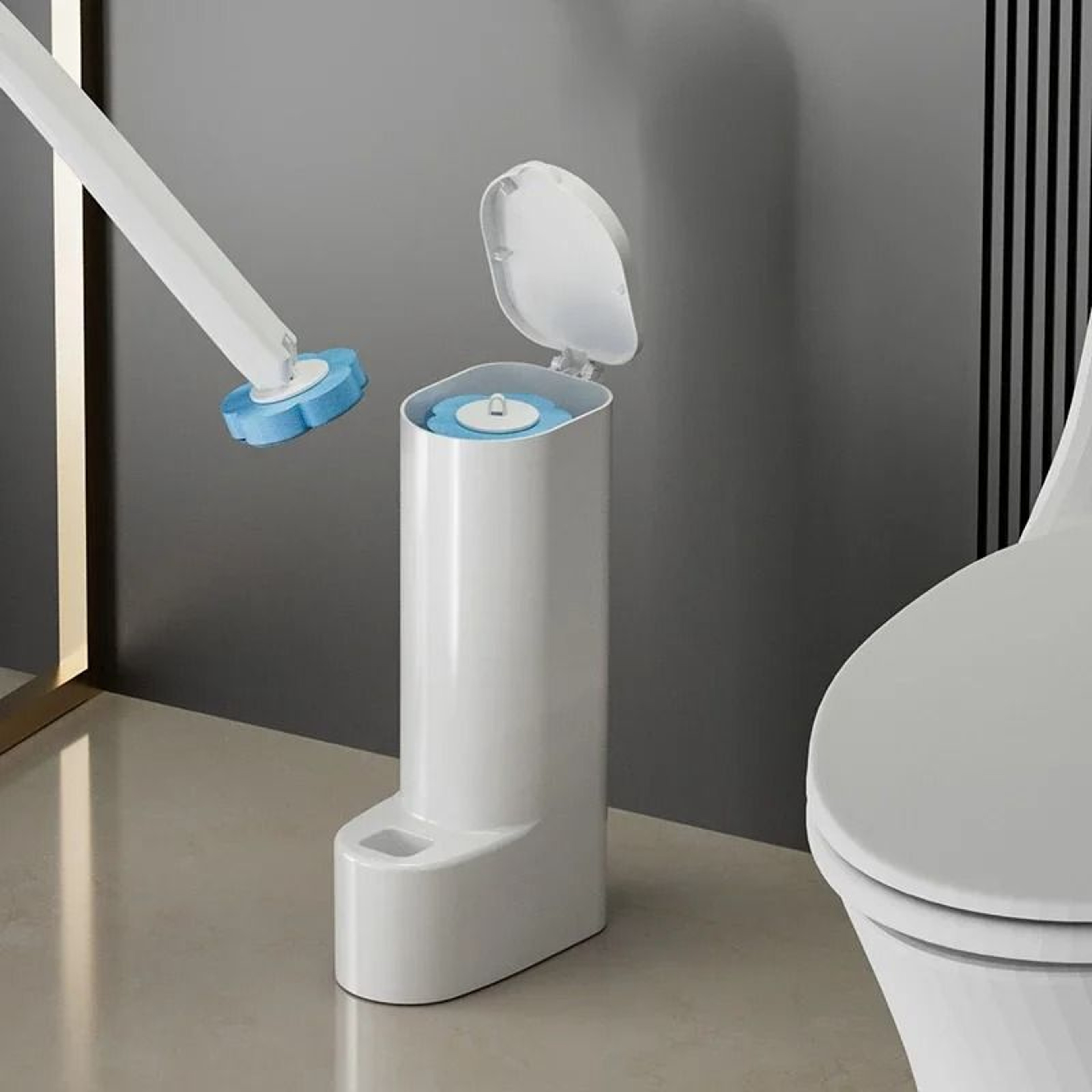 Disposable Toilet Brush Cleaner Set With Long Handle And Replaceable Brush Head 1