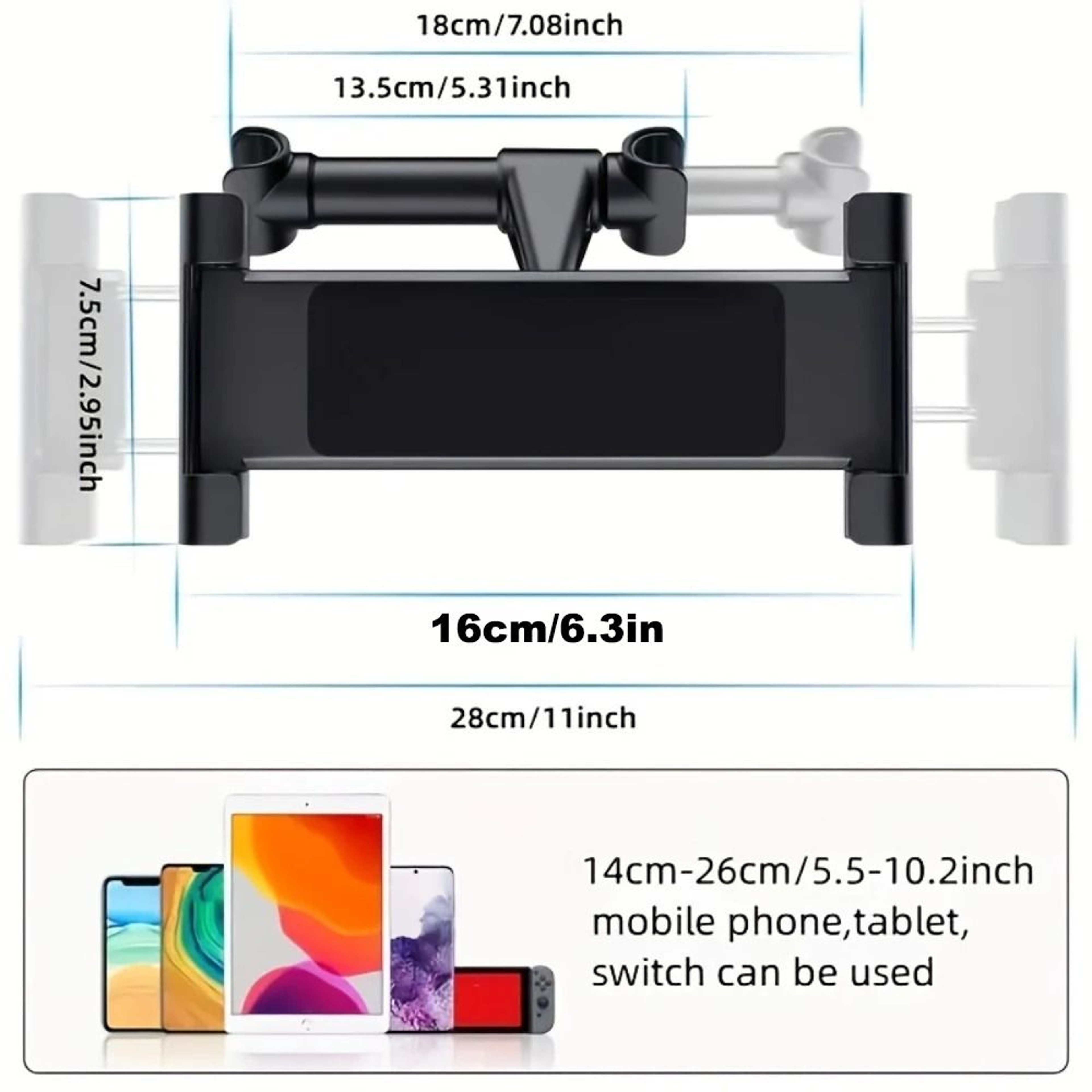 Car Headrest Tablet Holder With Adjustable Mount For Phones And Tablets 2