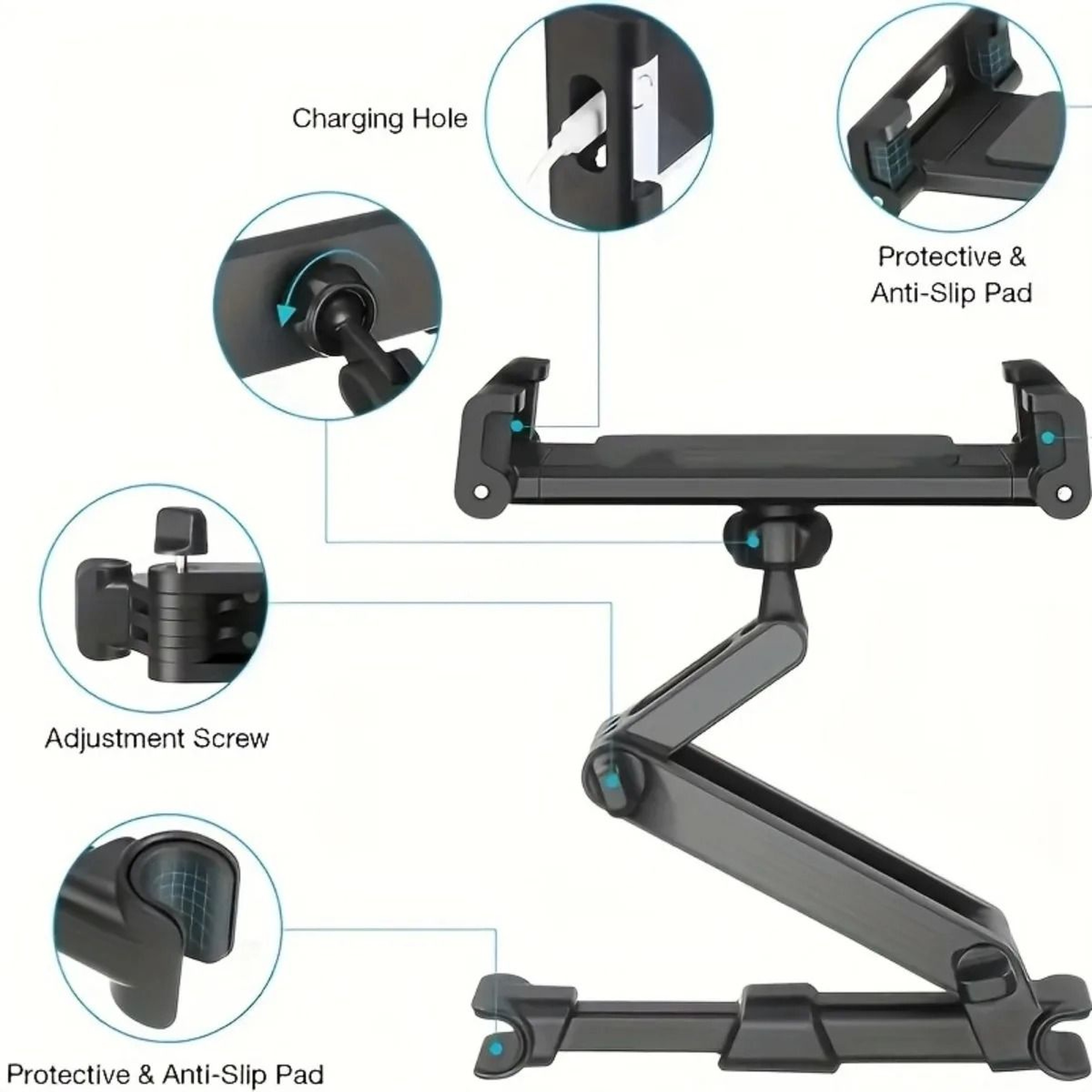 Car Headrest Tablet Holder With Adjustable Mount For Phones And Tablets 3