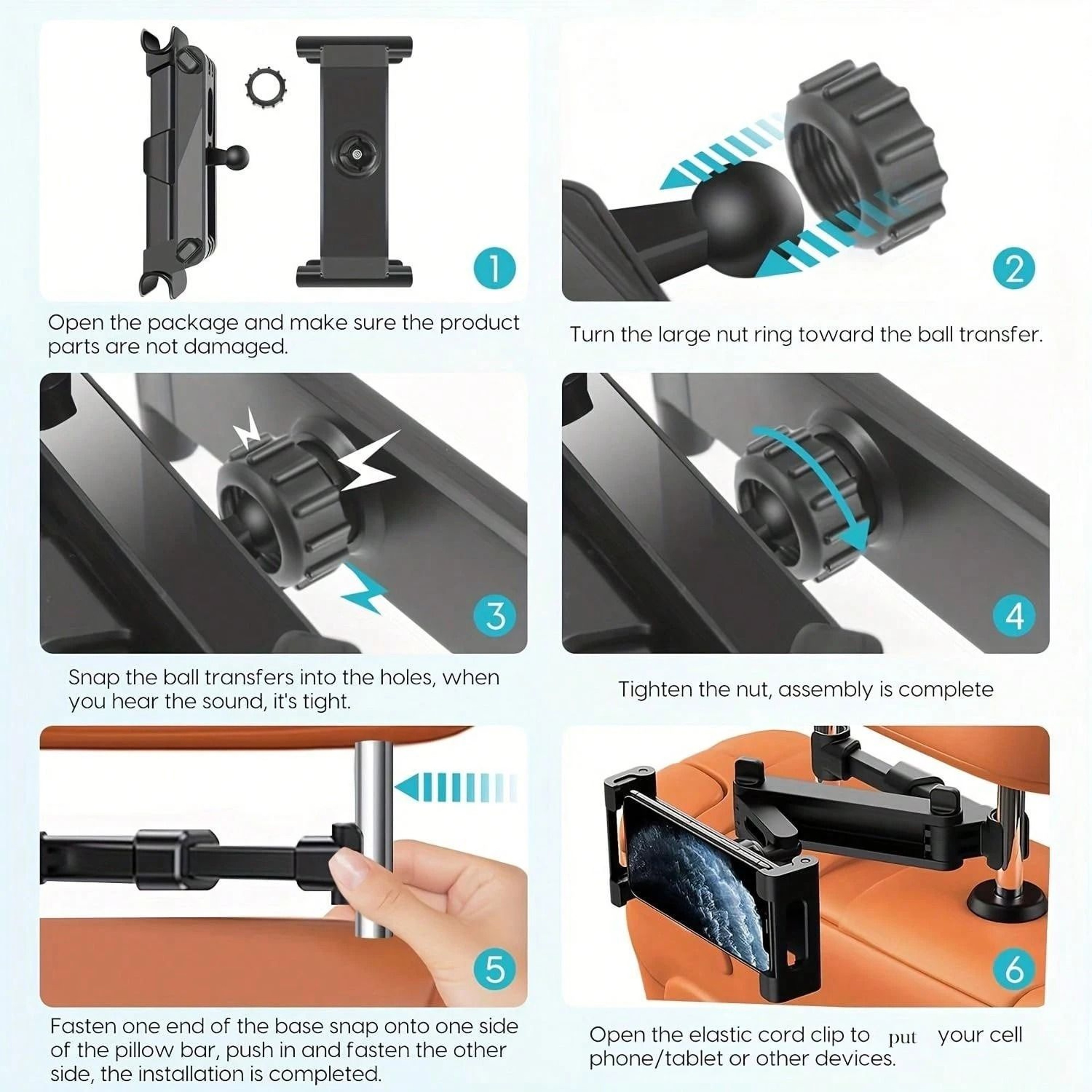 Car Headrest Tablet Holder With Adjustable Mount For Phones And Tablets 4