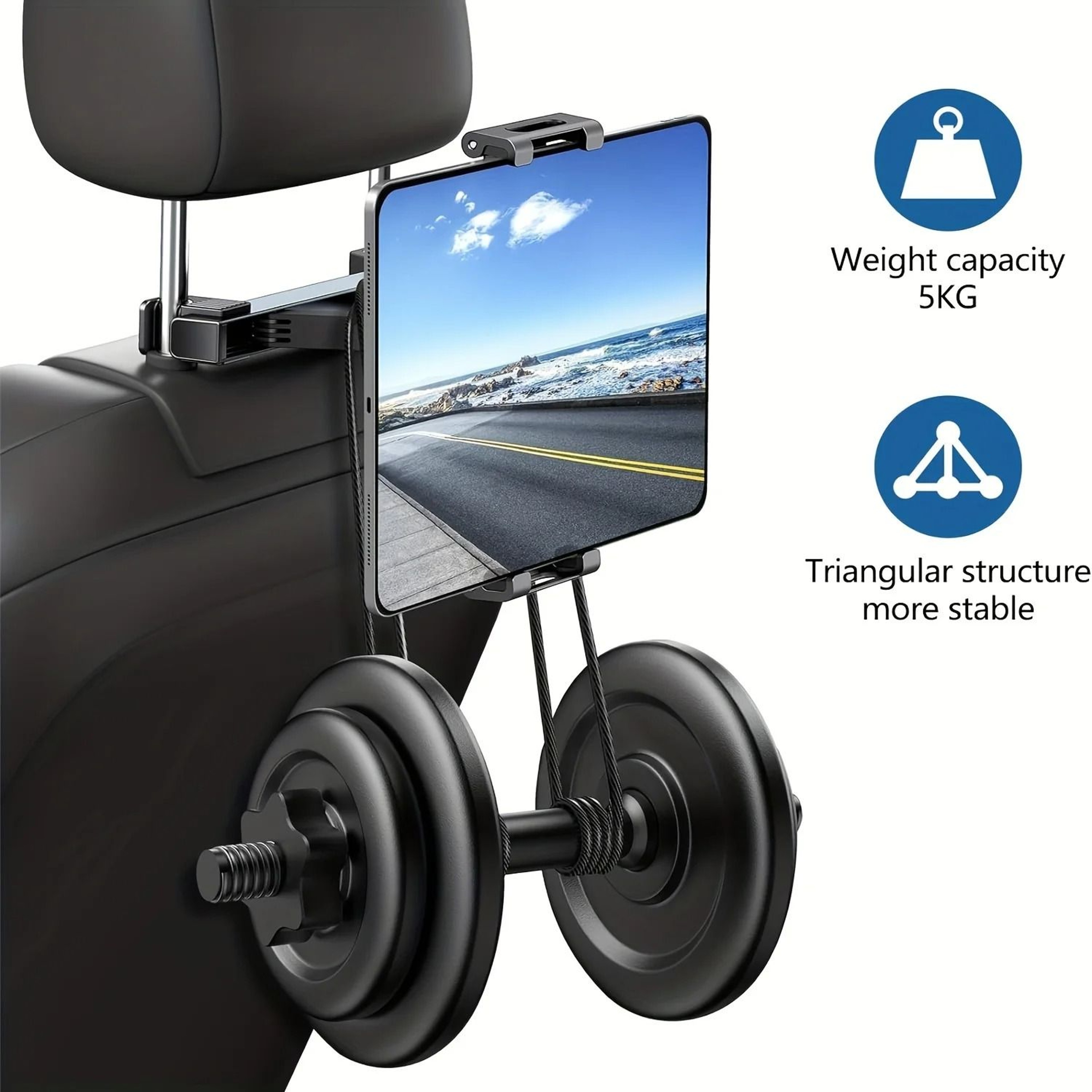 360 Degree Rotation Car Phone Holder And Tablet Mount For Rear Seat Headrest 5