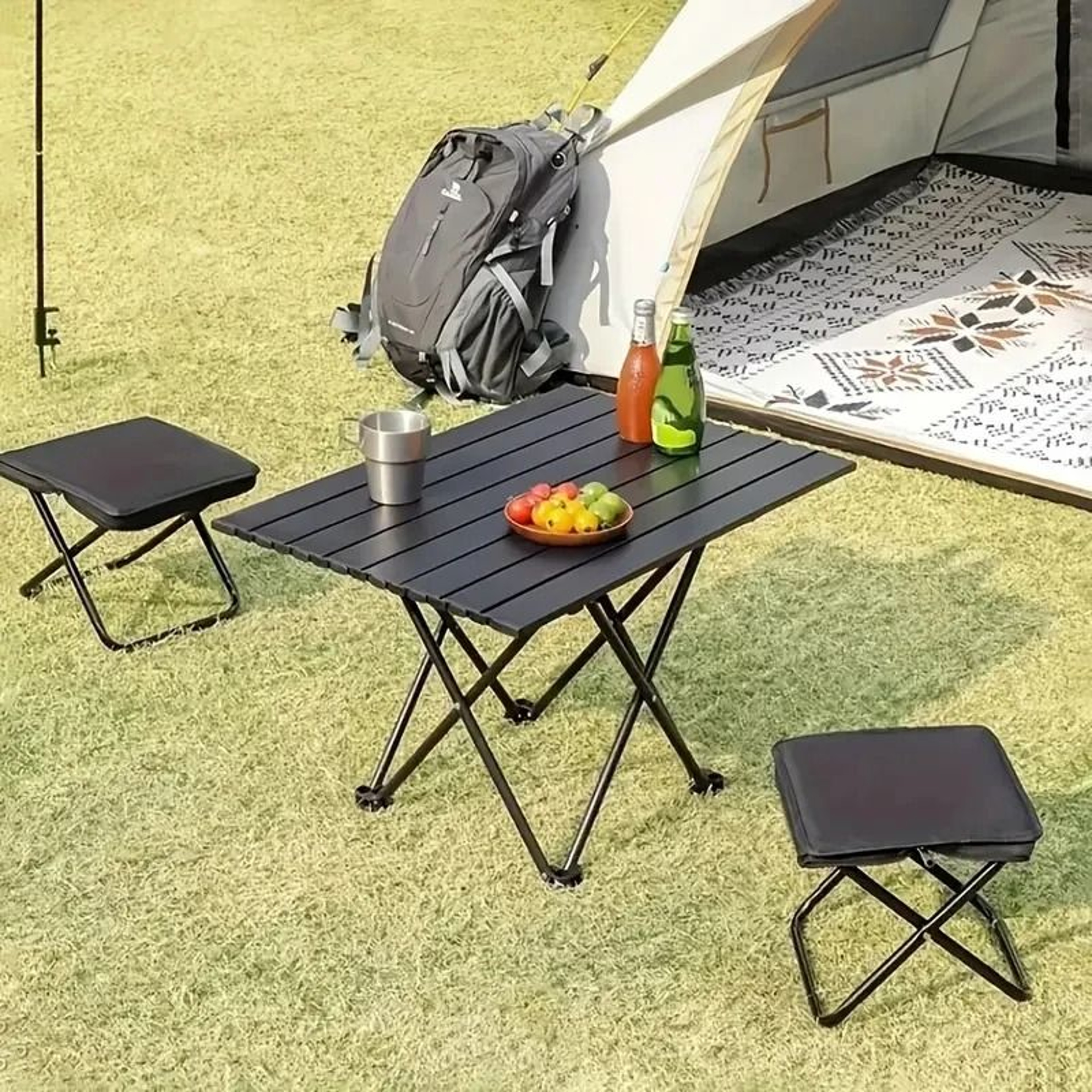 Portable Outdoor Folding Stool With Pencil Case Storage For Camping And Travel 2