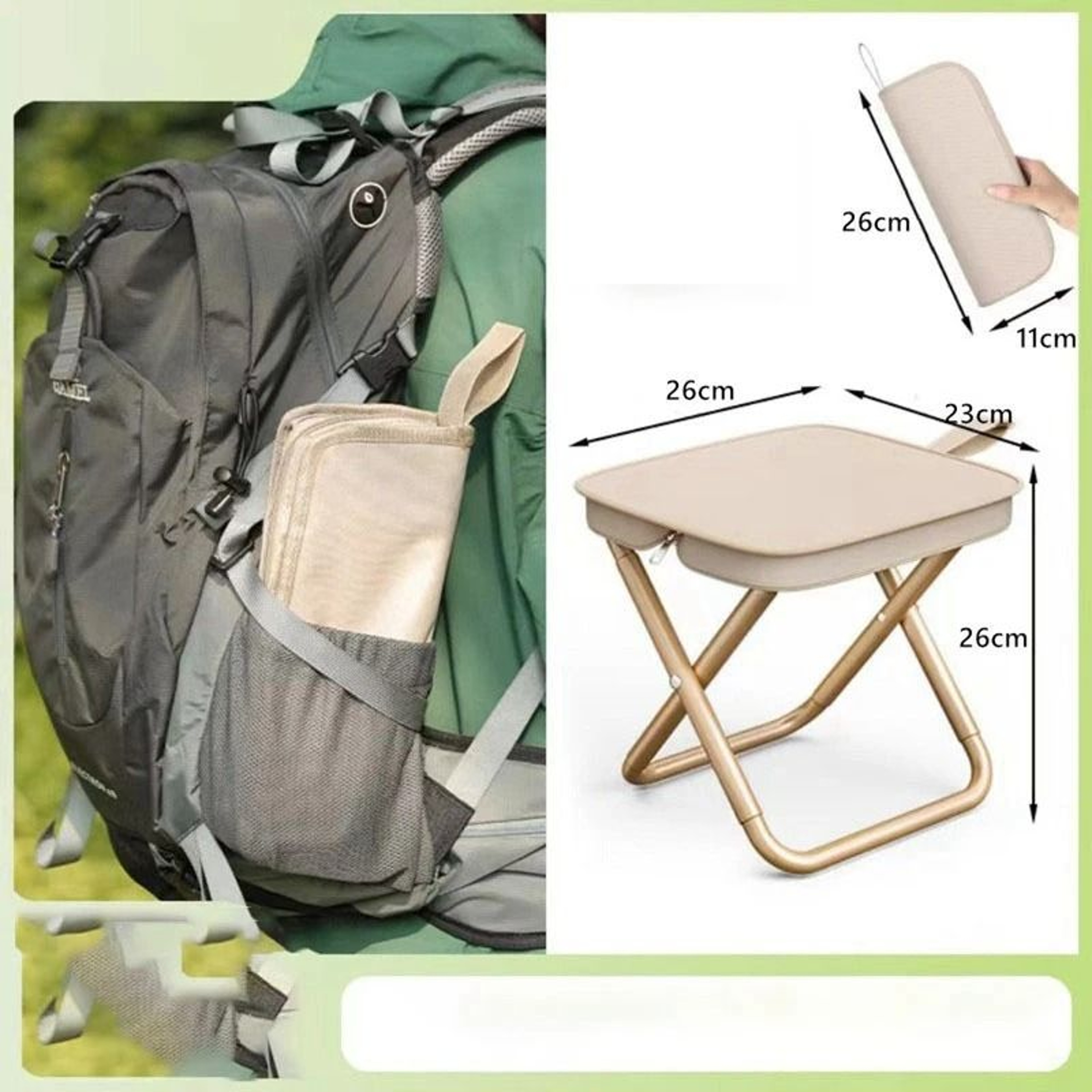 Portable Outdoor Folding Stool With Pencil Case Storage For Camping And Travel 6
