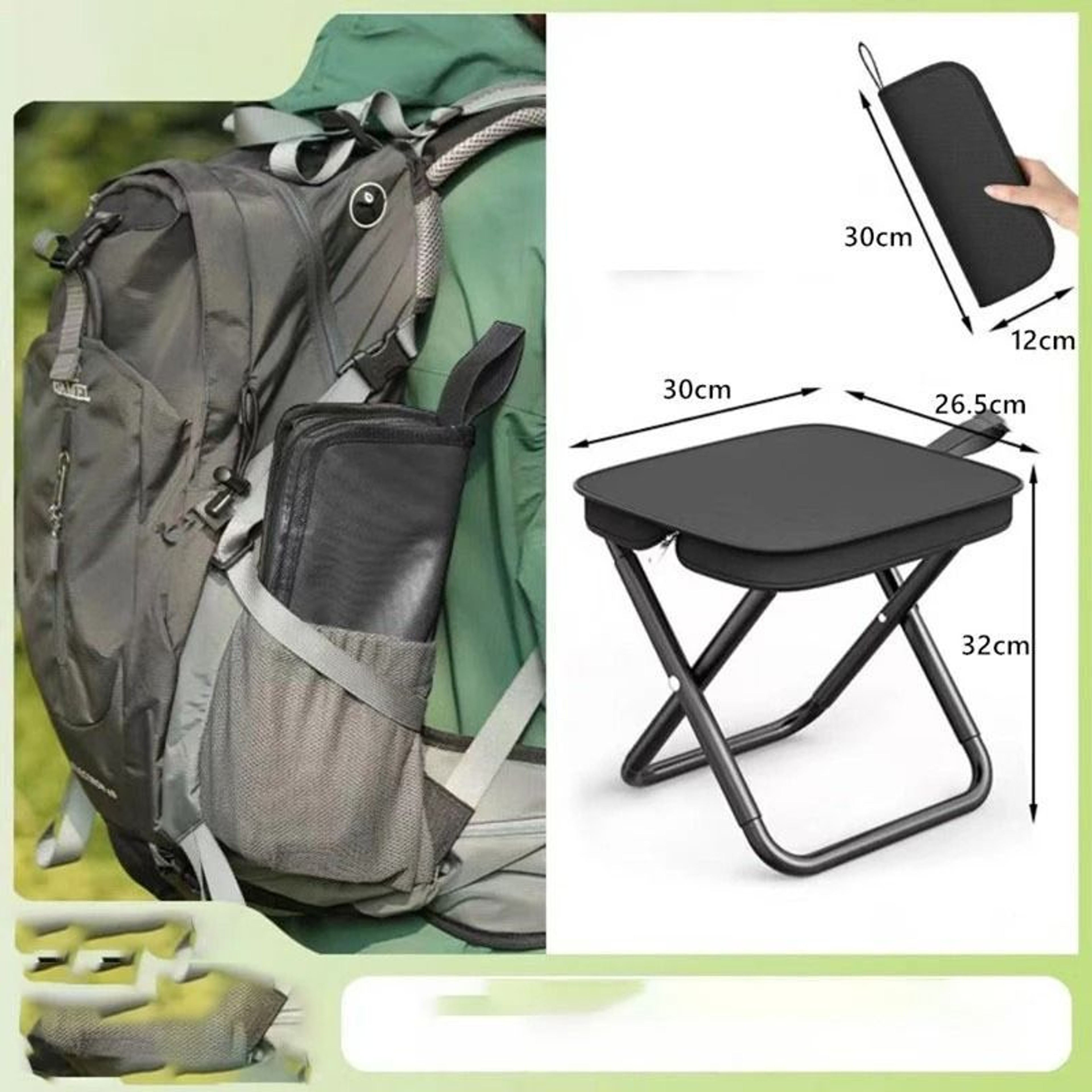 Portable Outdoor Folding Stool With Pencil Case Storage For Camping And Travel 8