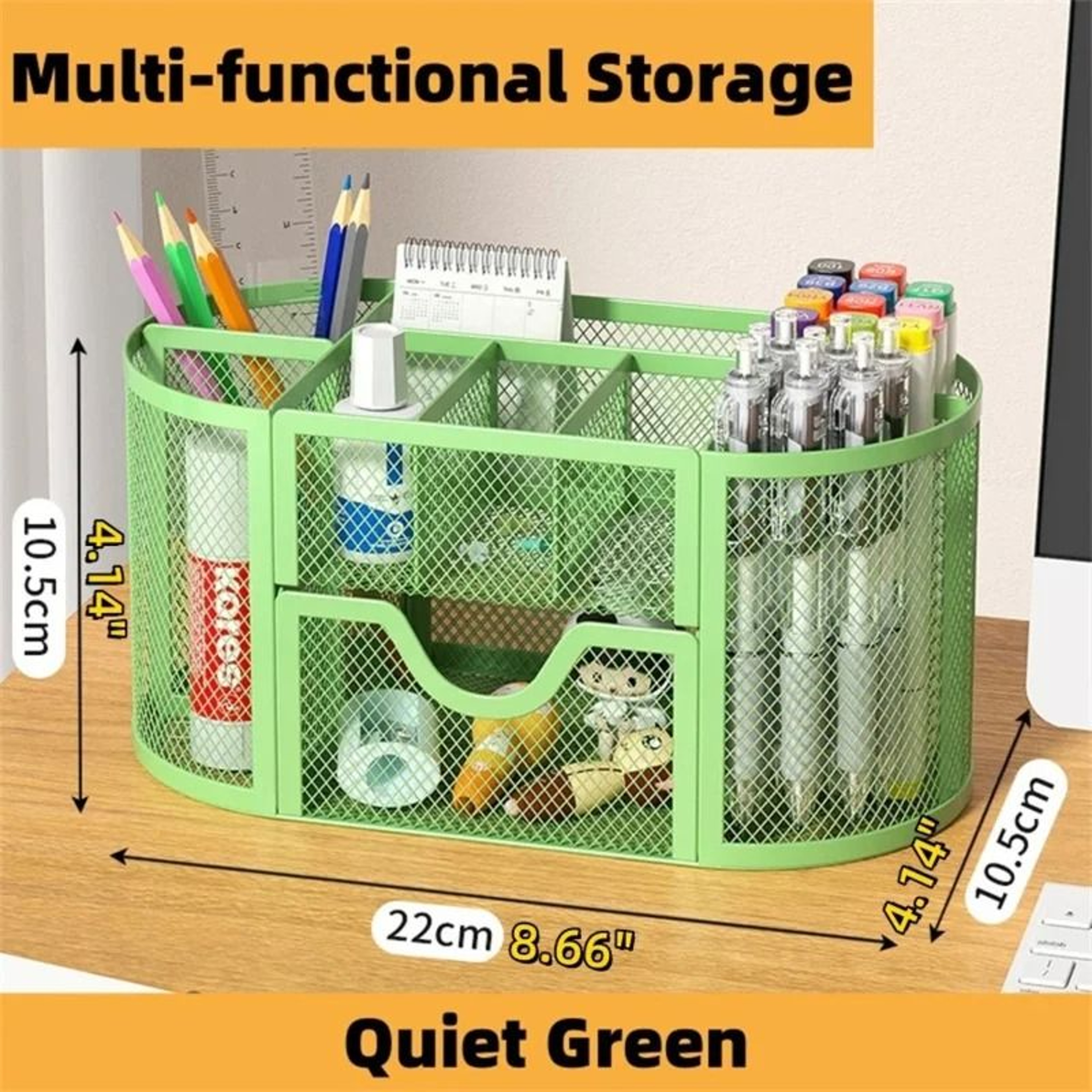 Mesh Desk Organizer With Multi Compartments For Office And Workspace Storage 3