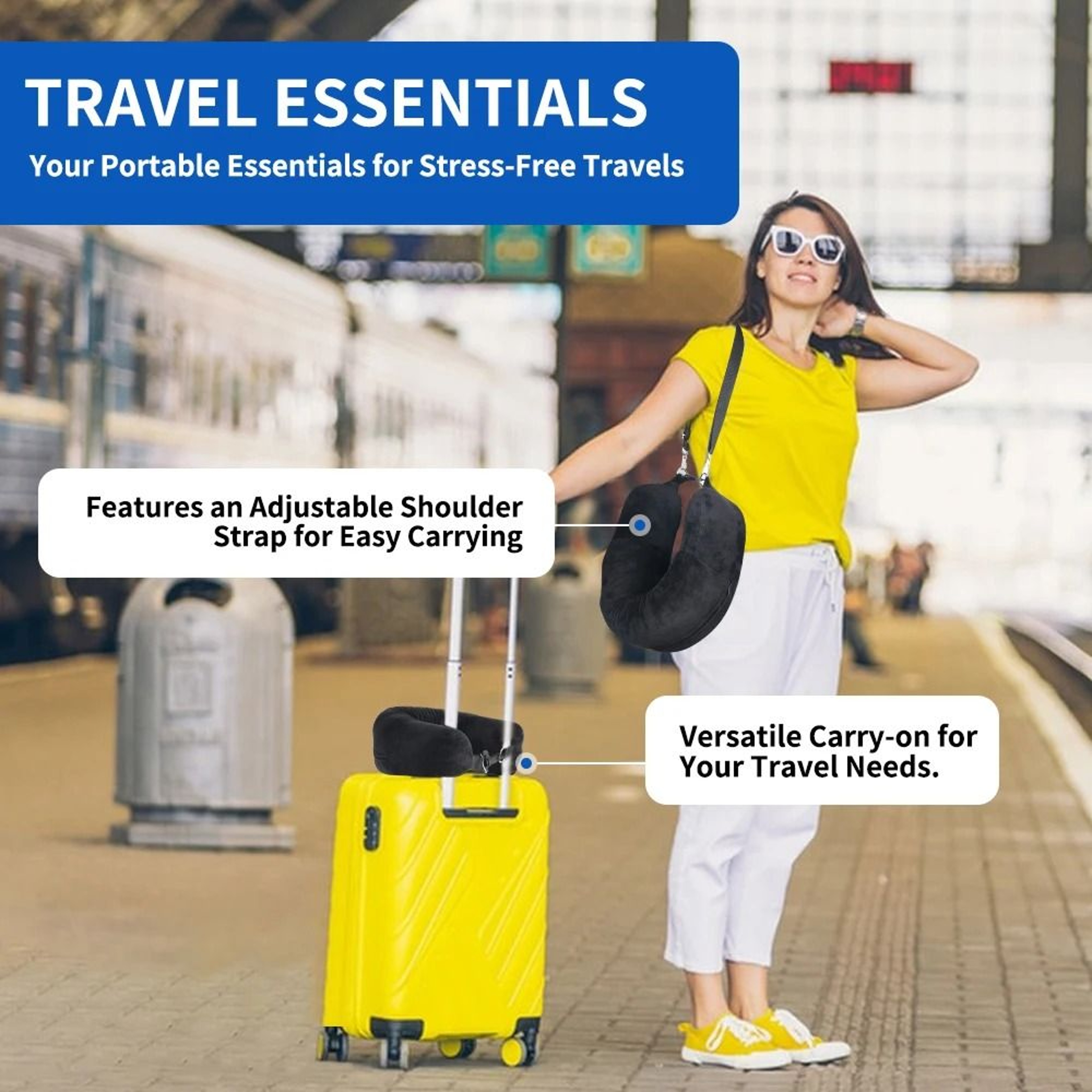 Travel Neck Pillow With Fillable Clothing Pillowcase And Velvet Cover 3