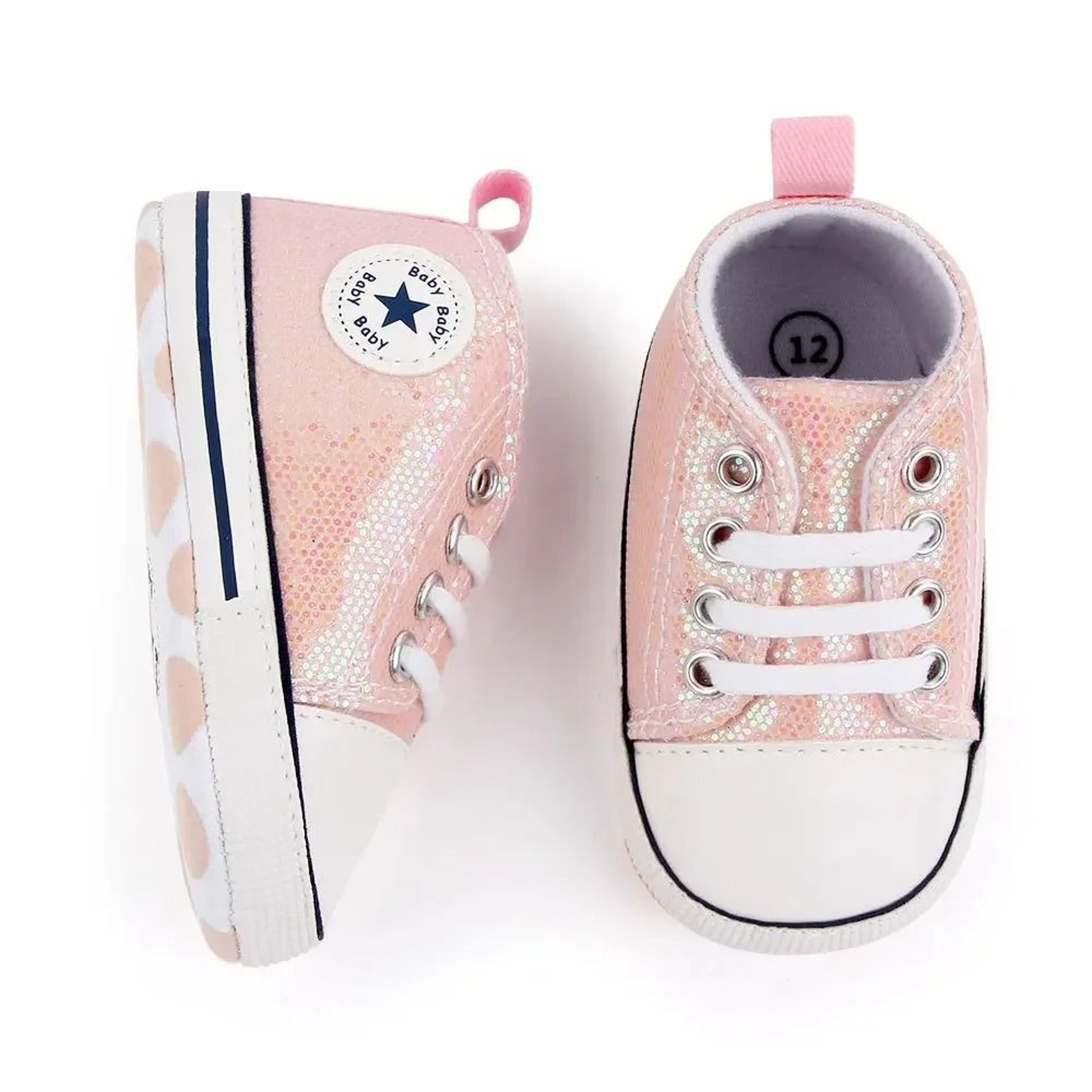 Newborn Sequined Canvas Baby Sneakers Soft Sole Non Slip Walking Shoes 2