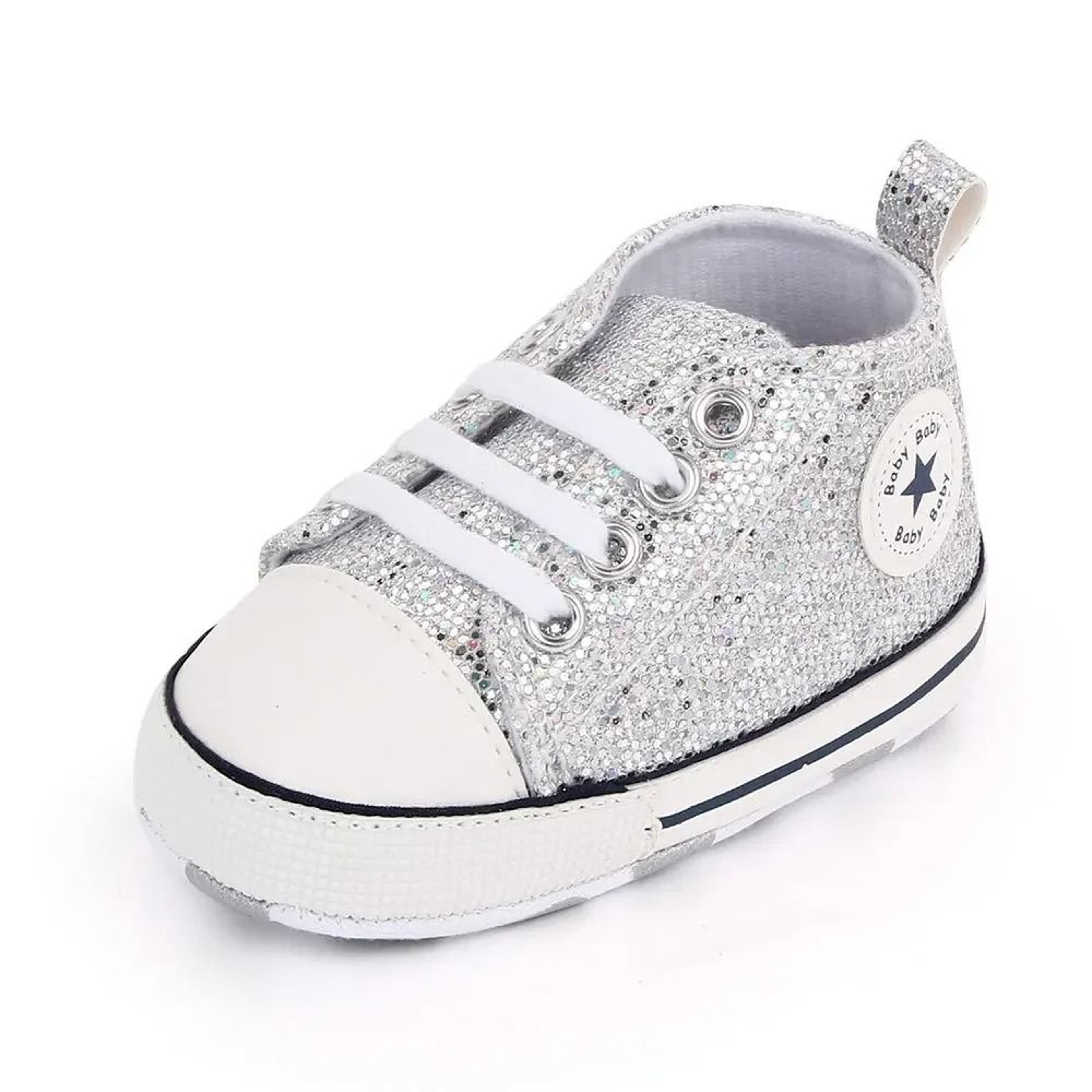 Newborn Sequined Canvas Baby Sneakers Soft Sole Non Slip Walking Shoes 13
