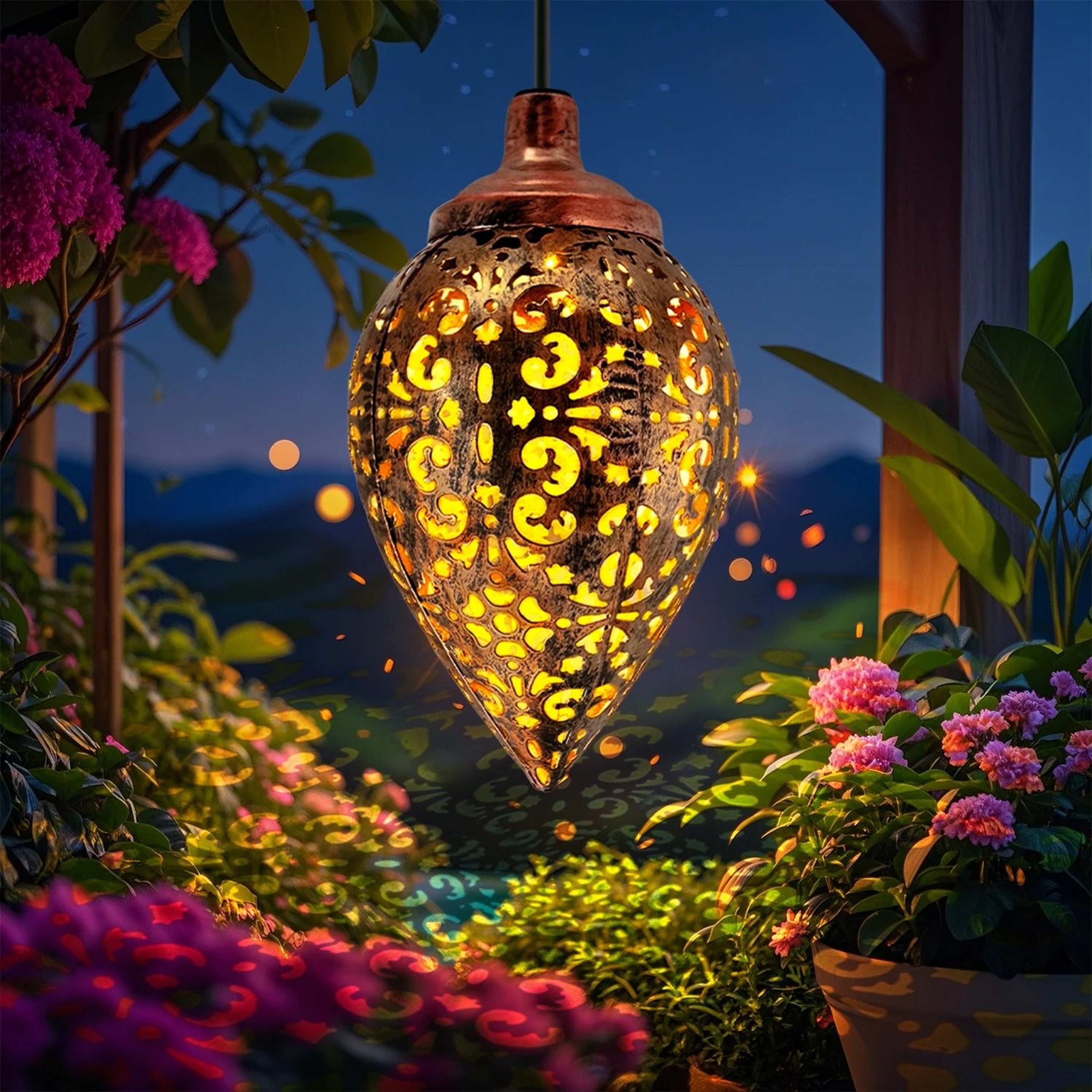 Iron Solar Lantern Outdoor Decorative Pathway Garden Light 9