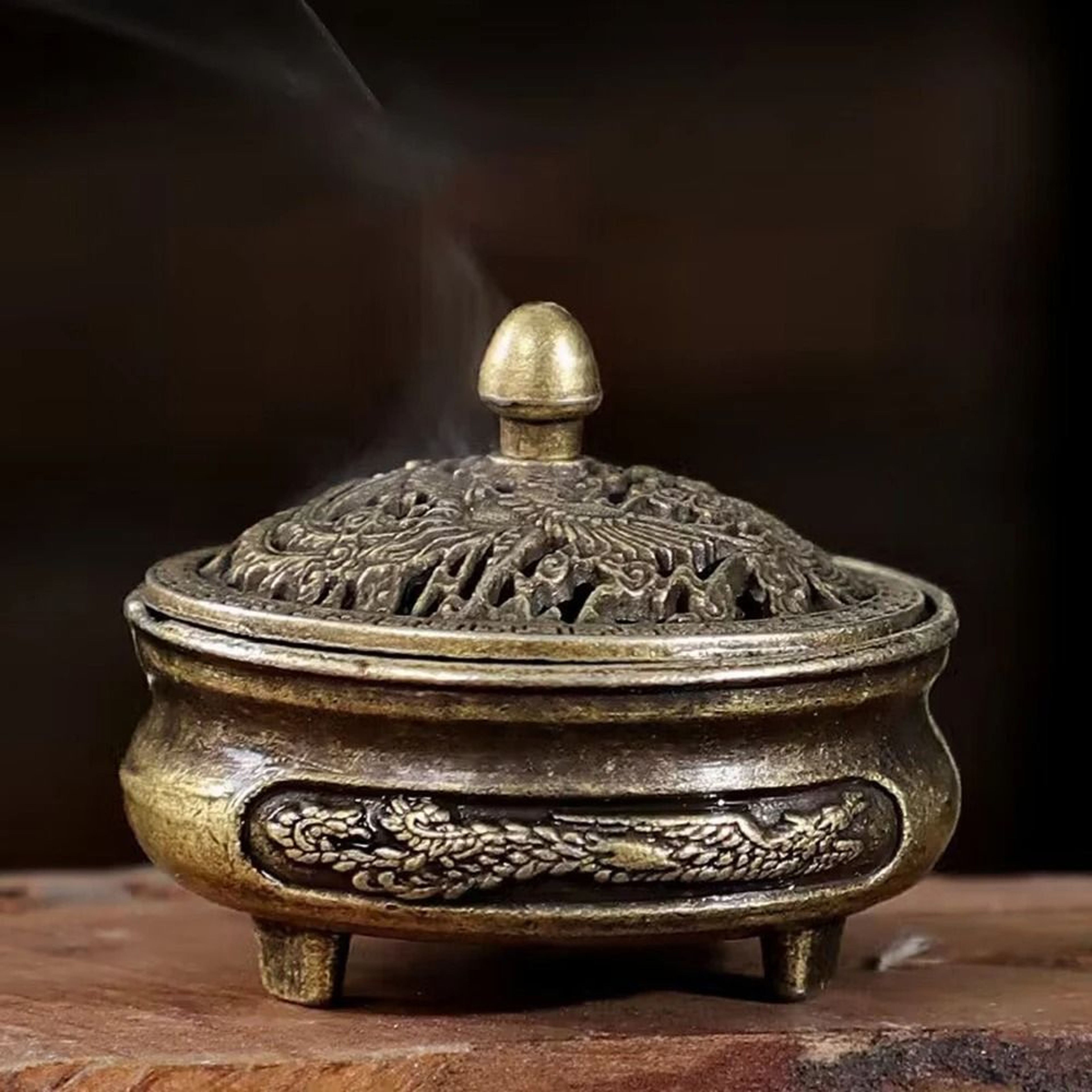 Longfeng Three Legged Fingertip Incense Burner With Non Stick Powder Tray 2