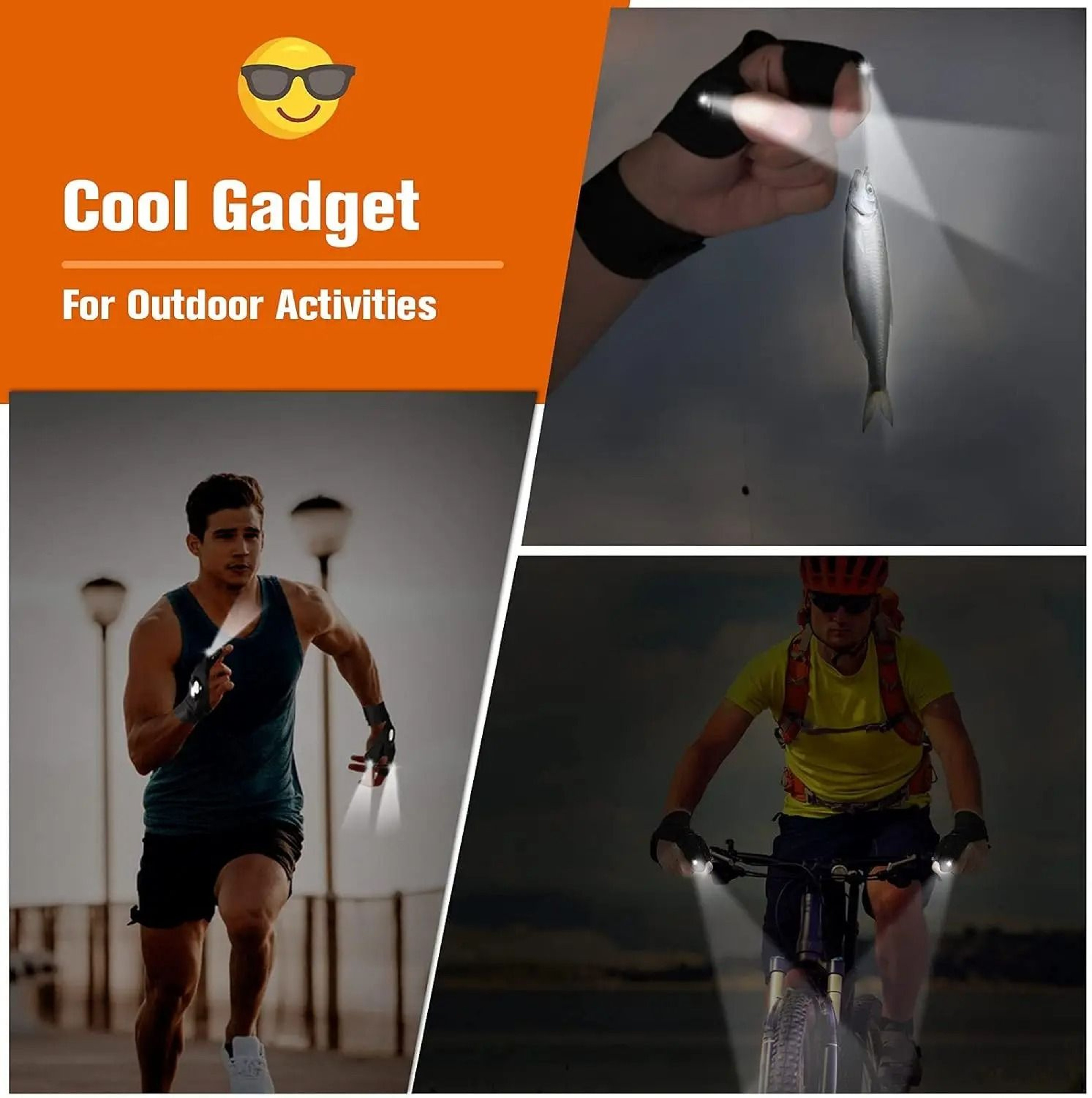 LED Half Finger Flashlight Glove For Night Fishing Cycling And Outdoor Work 2