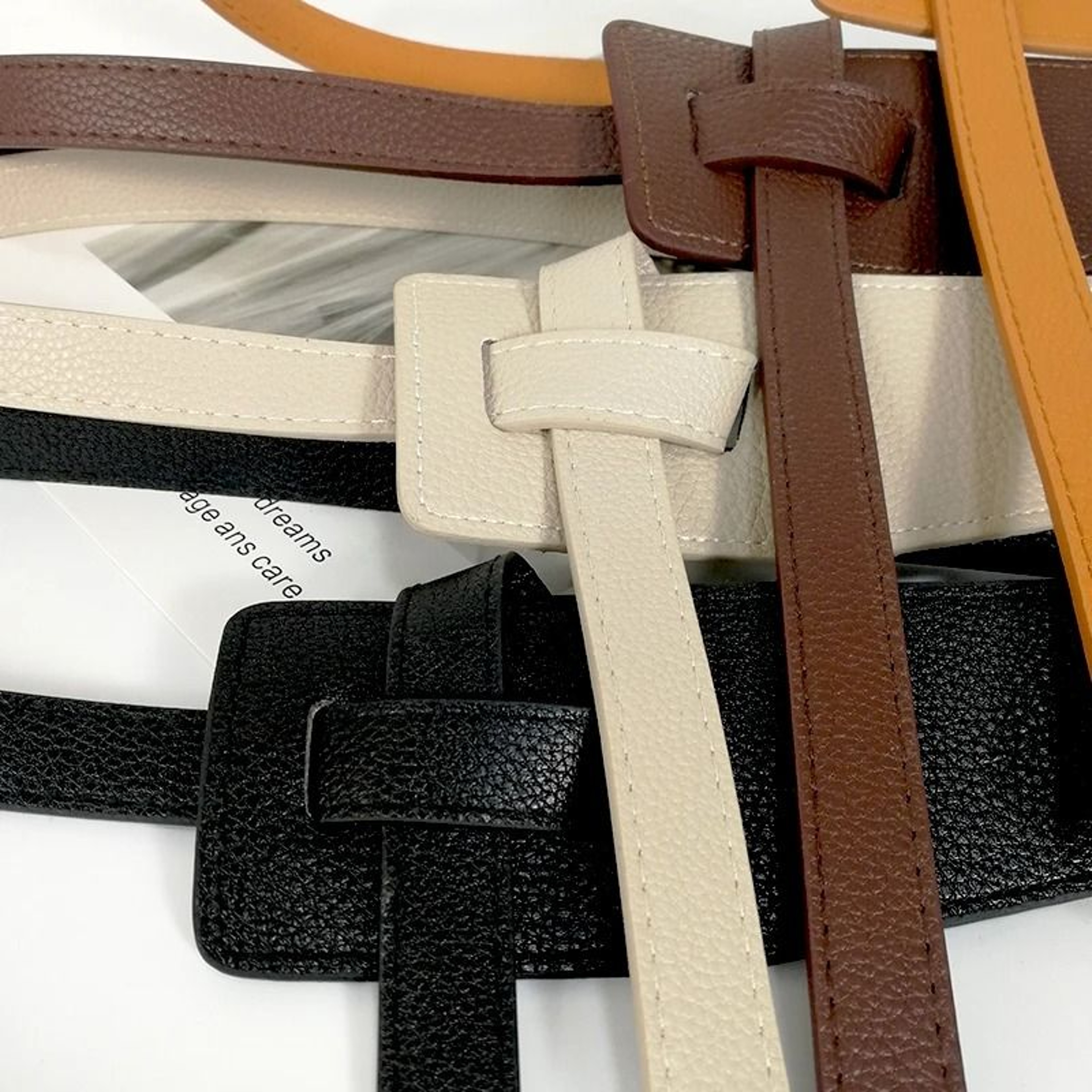 High Quality Soft PU Leather Knot Waist Belt For Women Long Adjustable Corset Style Waistband 5