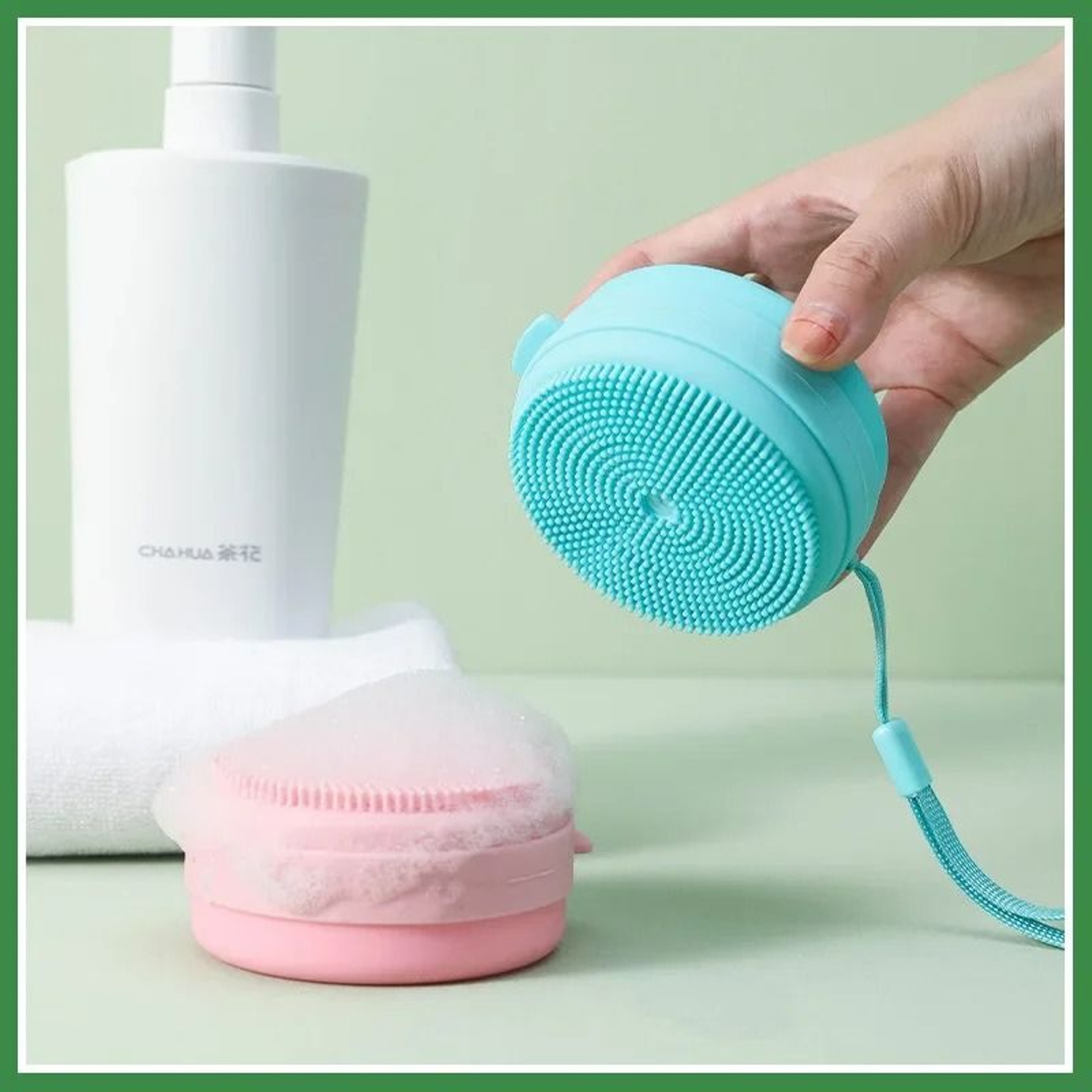 Multiuse Bath Brush Hanging Silicone Body Scrubber With Soap Holder 1