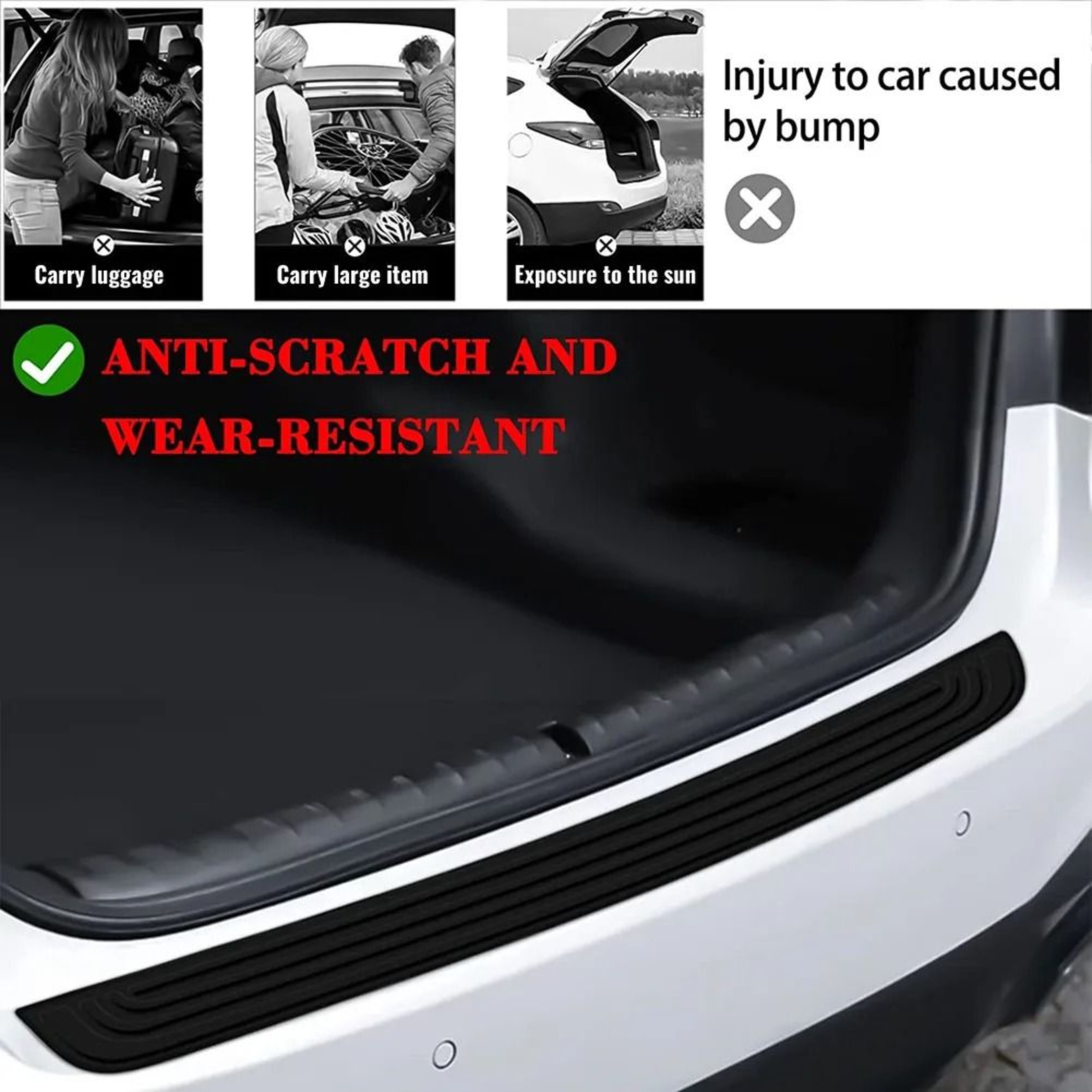 Universal Car Trunk Door Sill Protector Rear Bumper Guard Strip 2