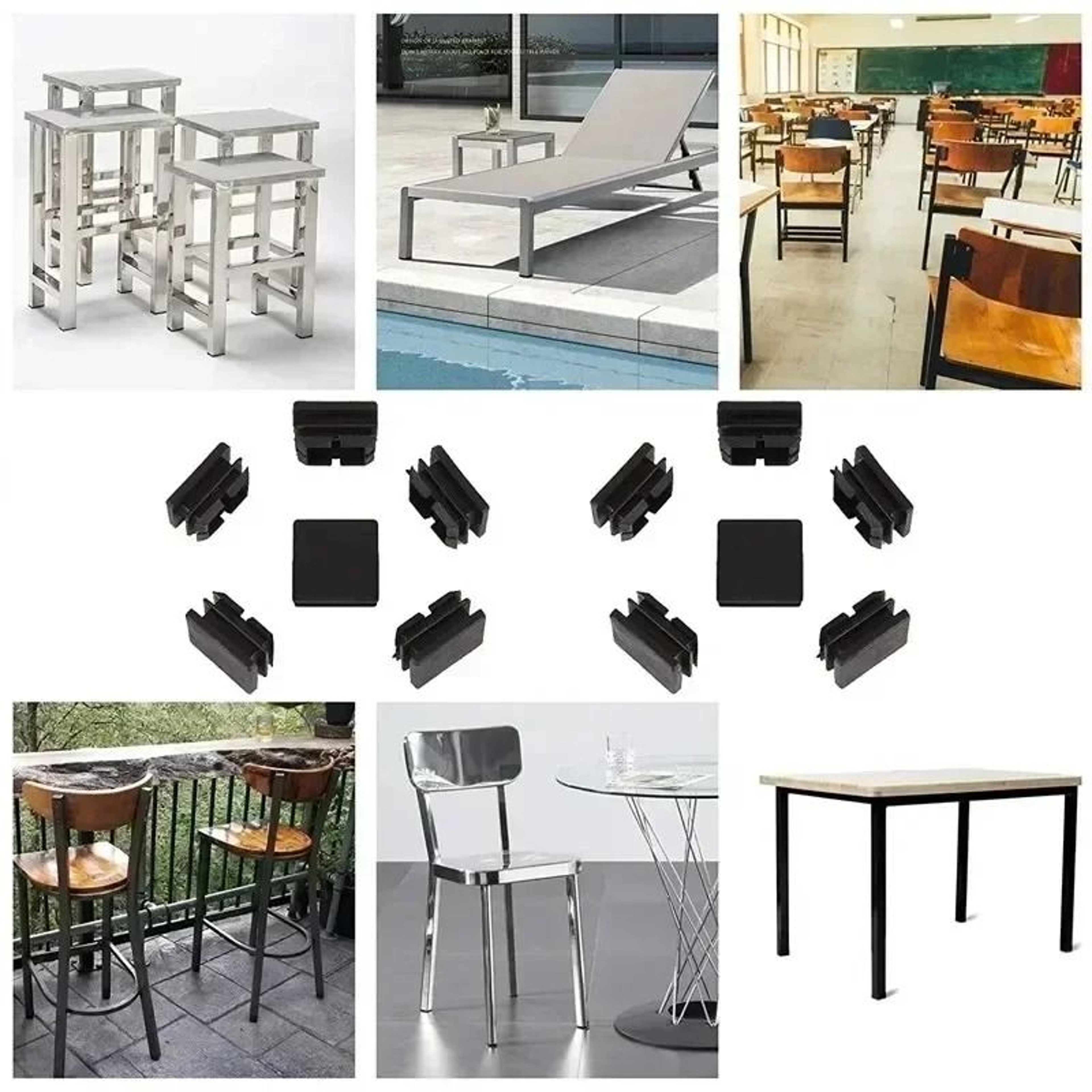 Plastic Square Tube End Caps For Chair Legs And Furniture Pipes 16 PCS 4
