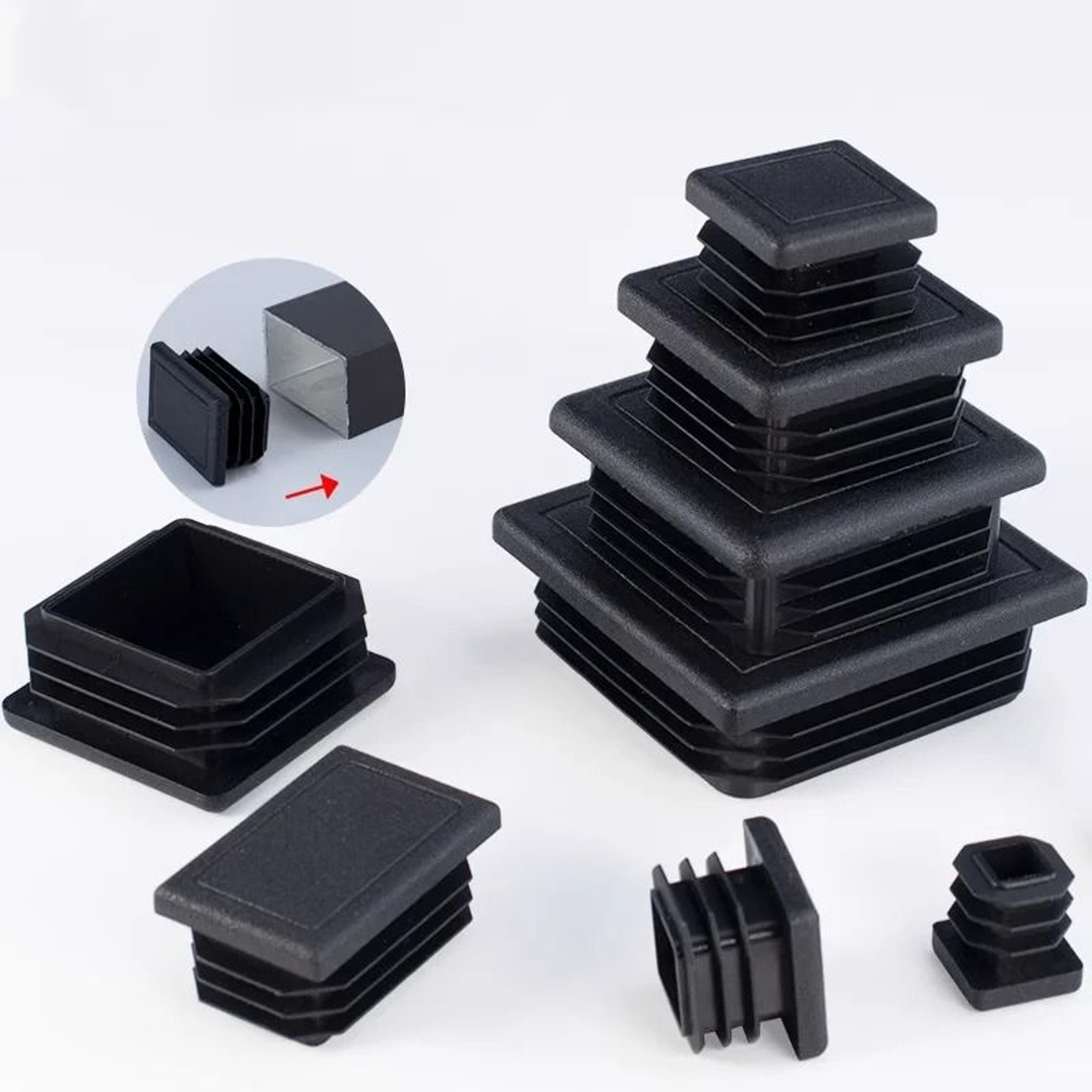 Plastic Square Tube End Caps For Chair Legs And Furniture Pipes 16 PCS 5