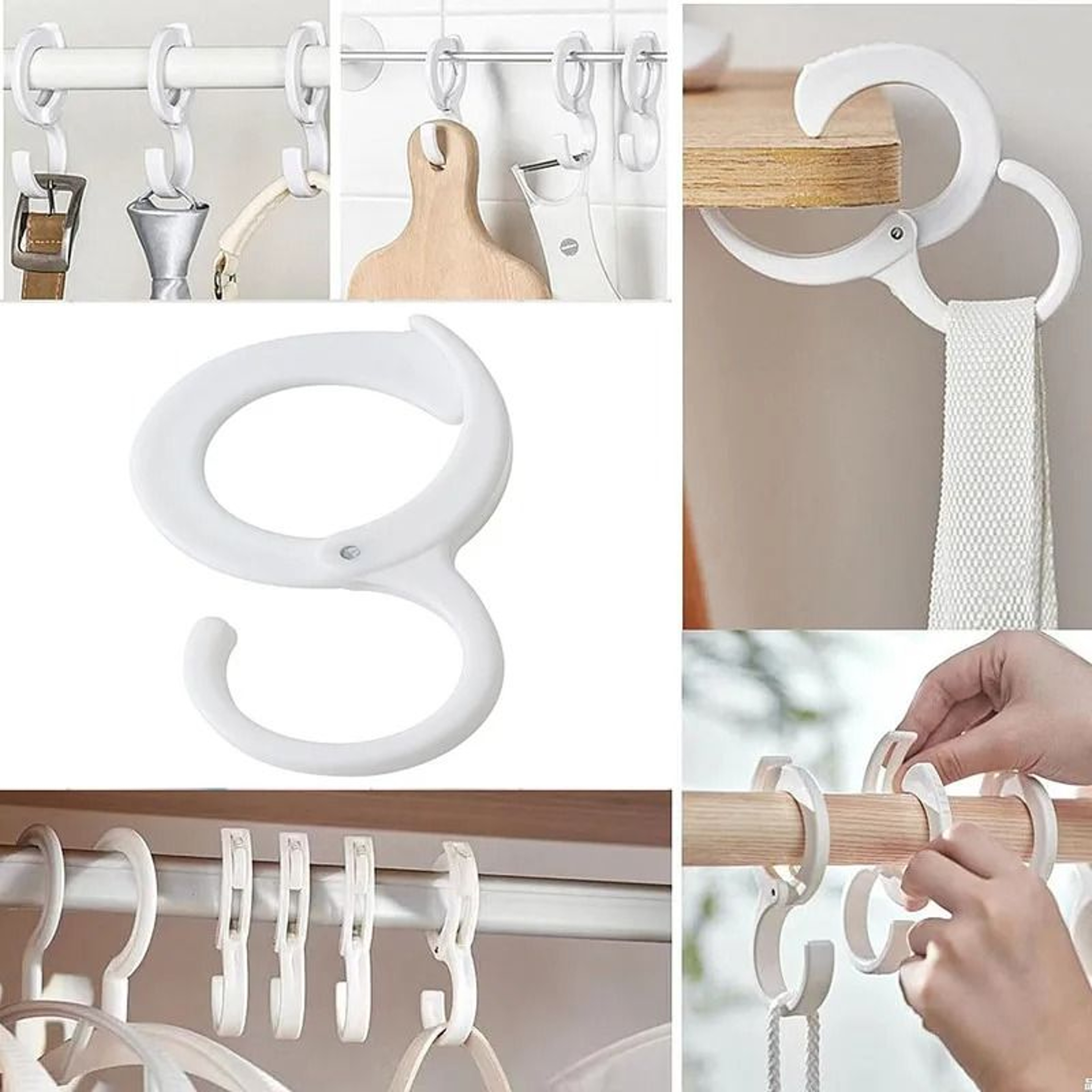 Windproof S Shaped Hooks With Safety Buckle For Closet Wardrobe Storage 0