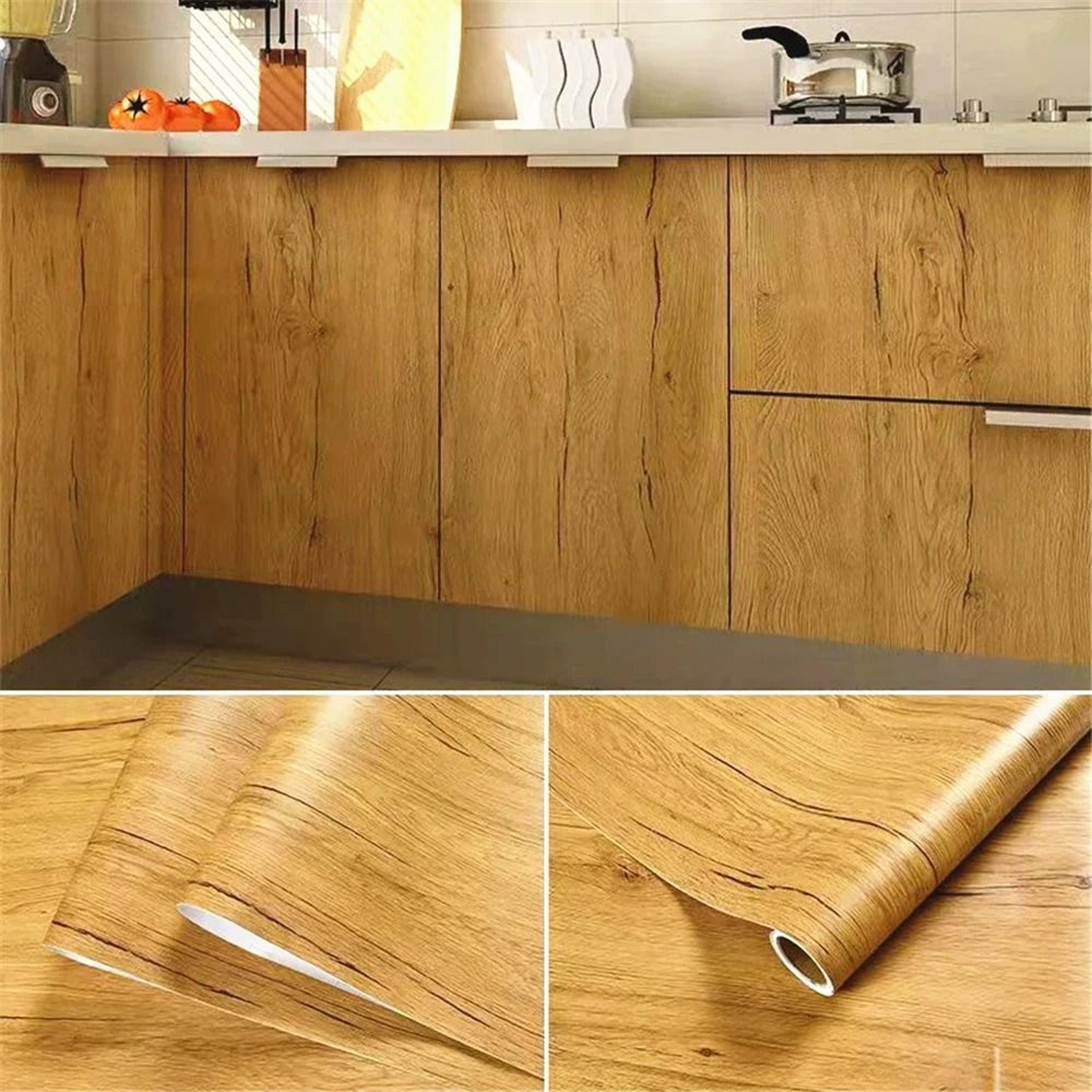 Wide Peel And Stick Wood Grain Vinyl Flooring Roll 2