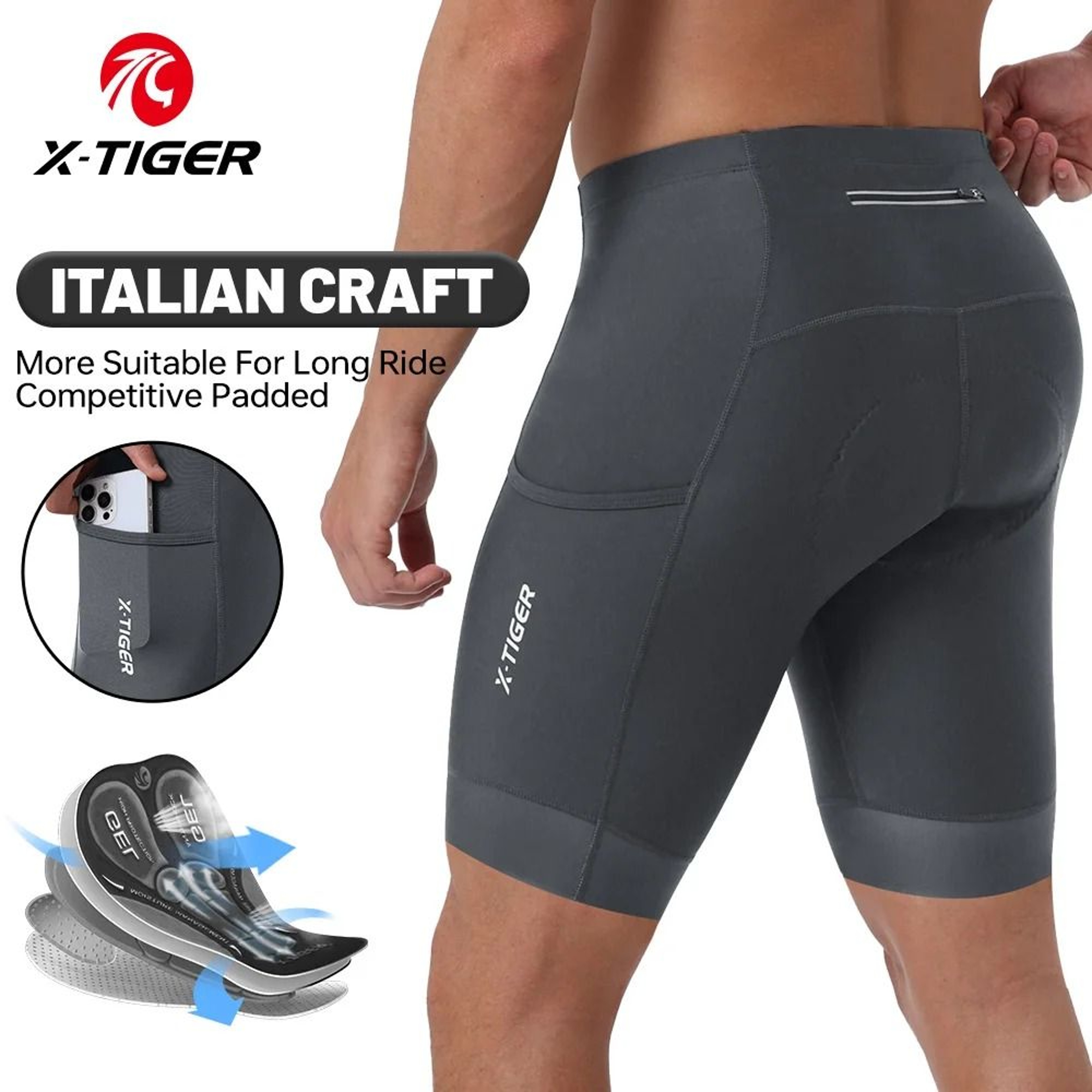Mens Padded Cycling Underwear Shorts With 5D Gel Cushion For MTB And Road Riding 0