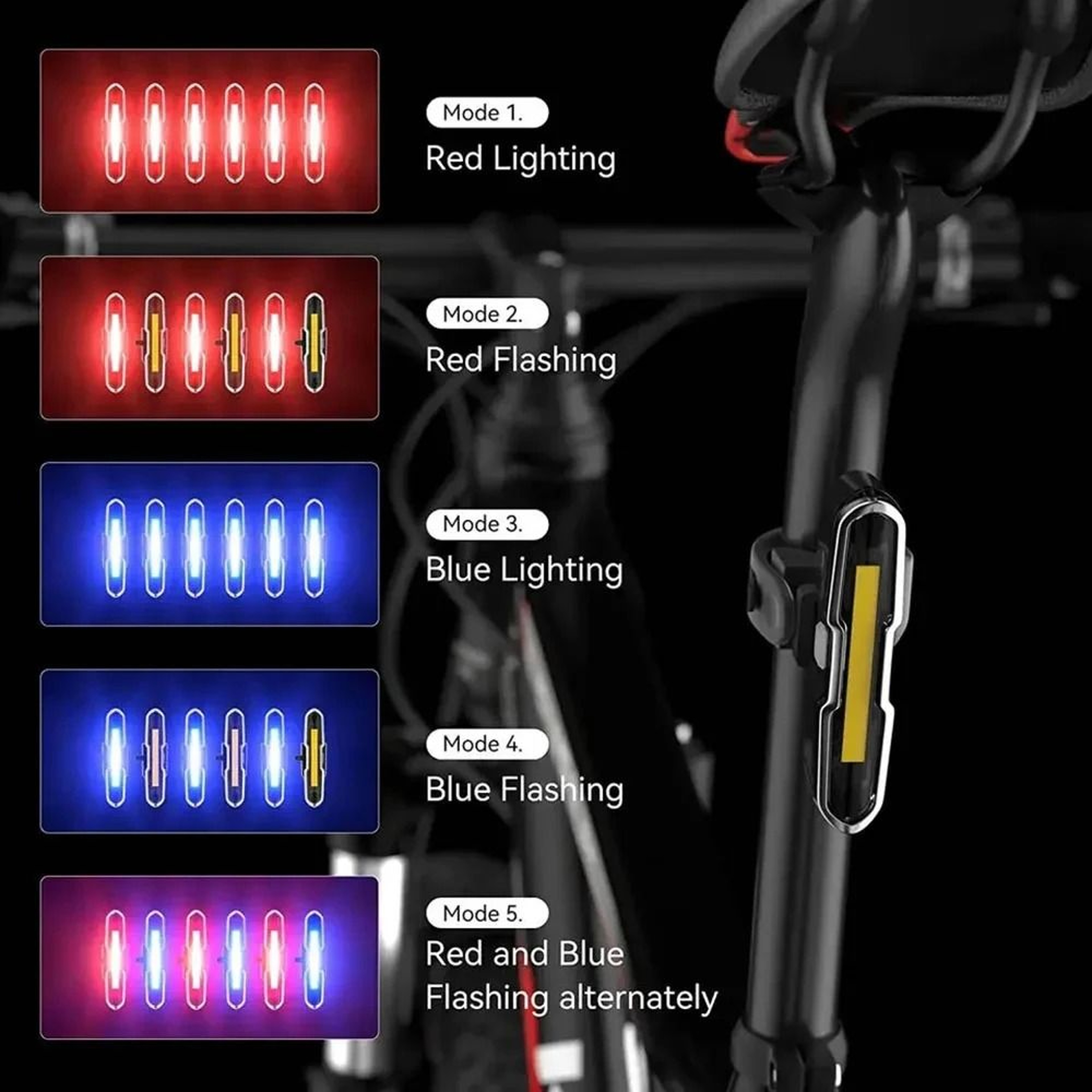 Bike Light Taillight LED Ultra Bright USB Charging Safety Warning Bicycle Rear Light 1