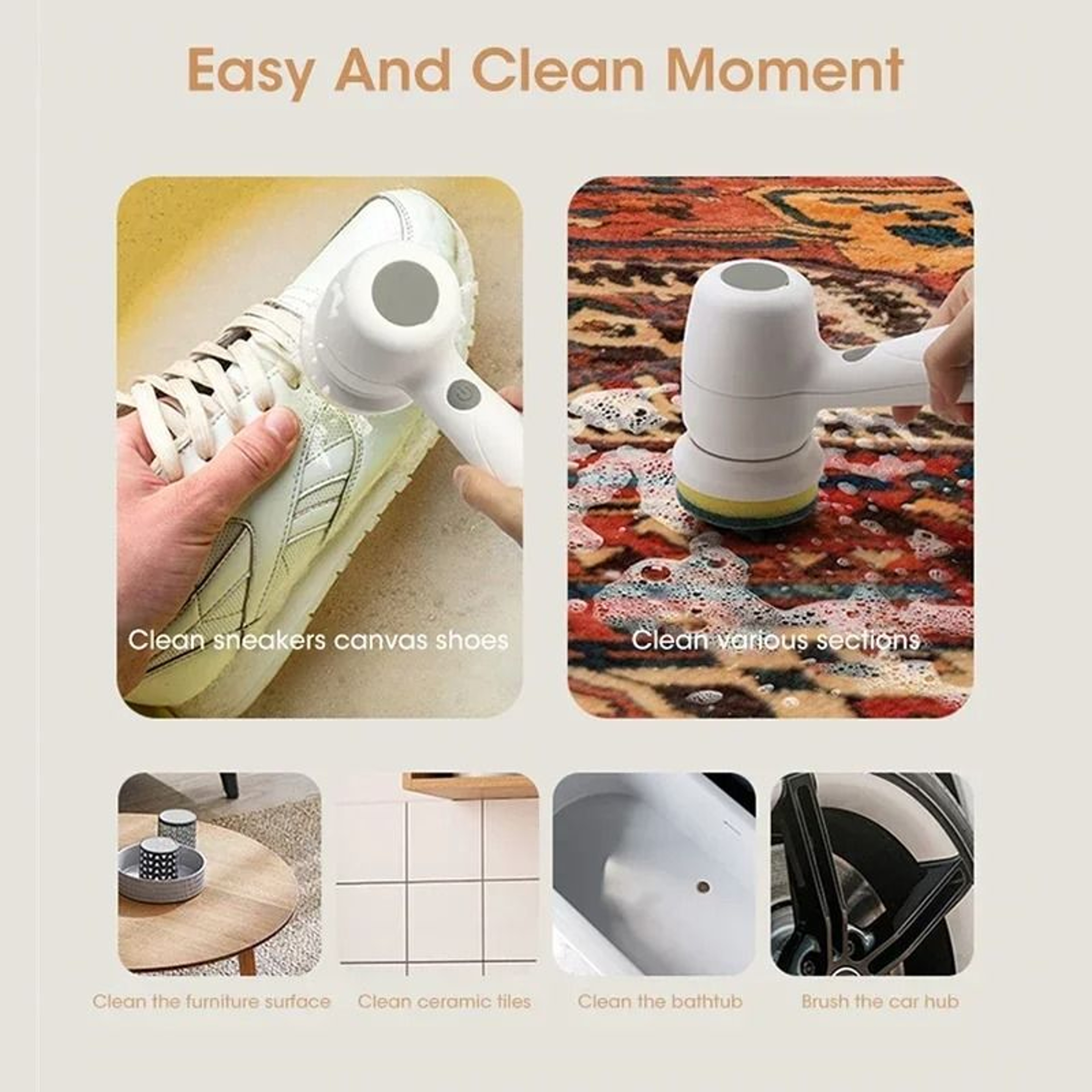 Mini Electric Cleaning Brush For Kitchen Bathroom Tiles And Dishes With USB Rechargeable Power 5