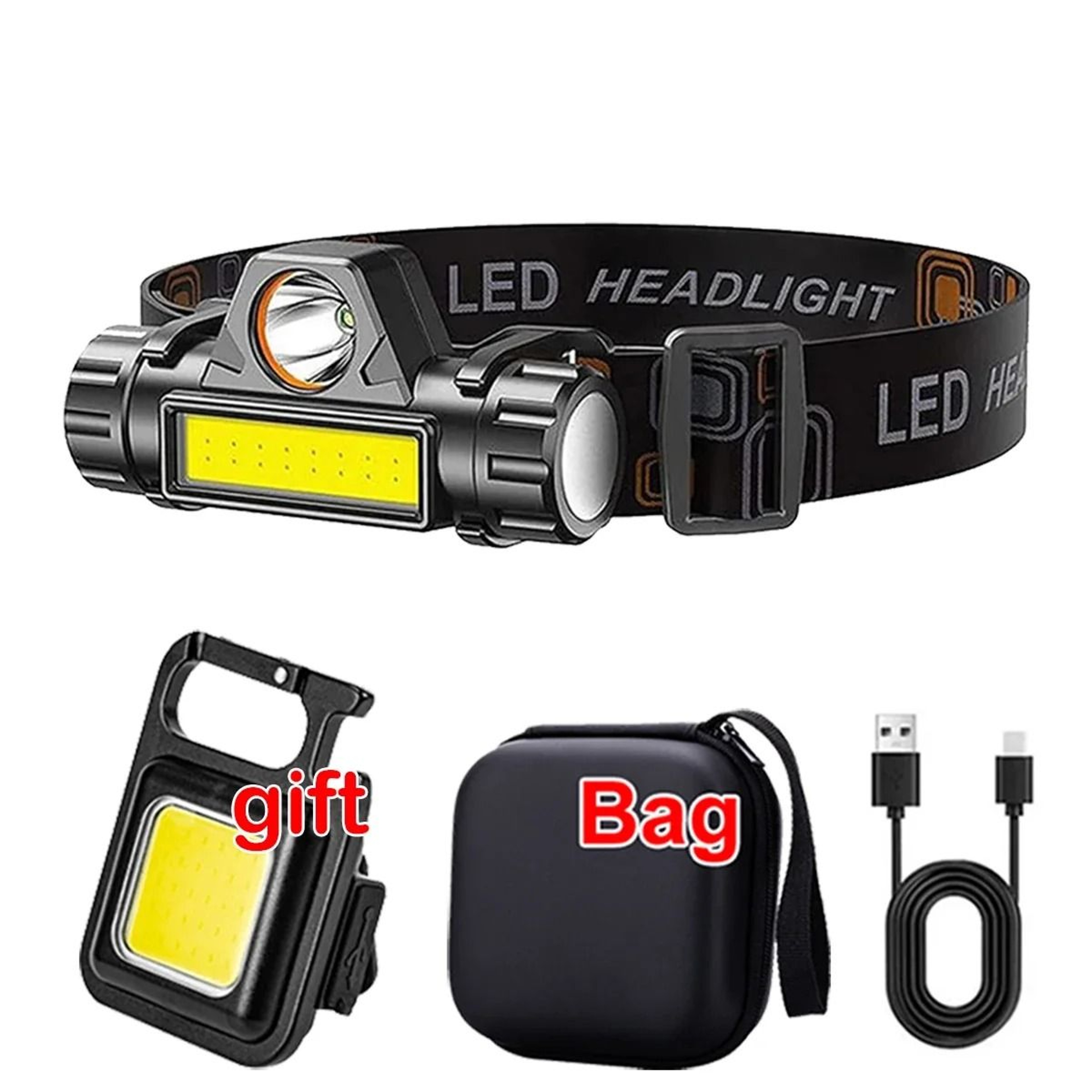 Rechargeable COB LED Headlamp With Magnetic Base And Adjustable Strap 8