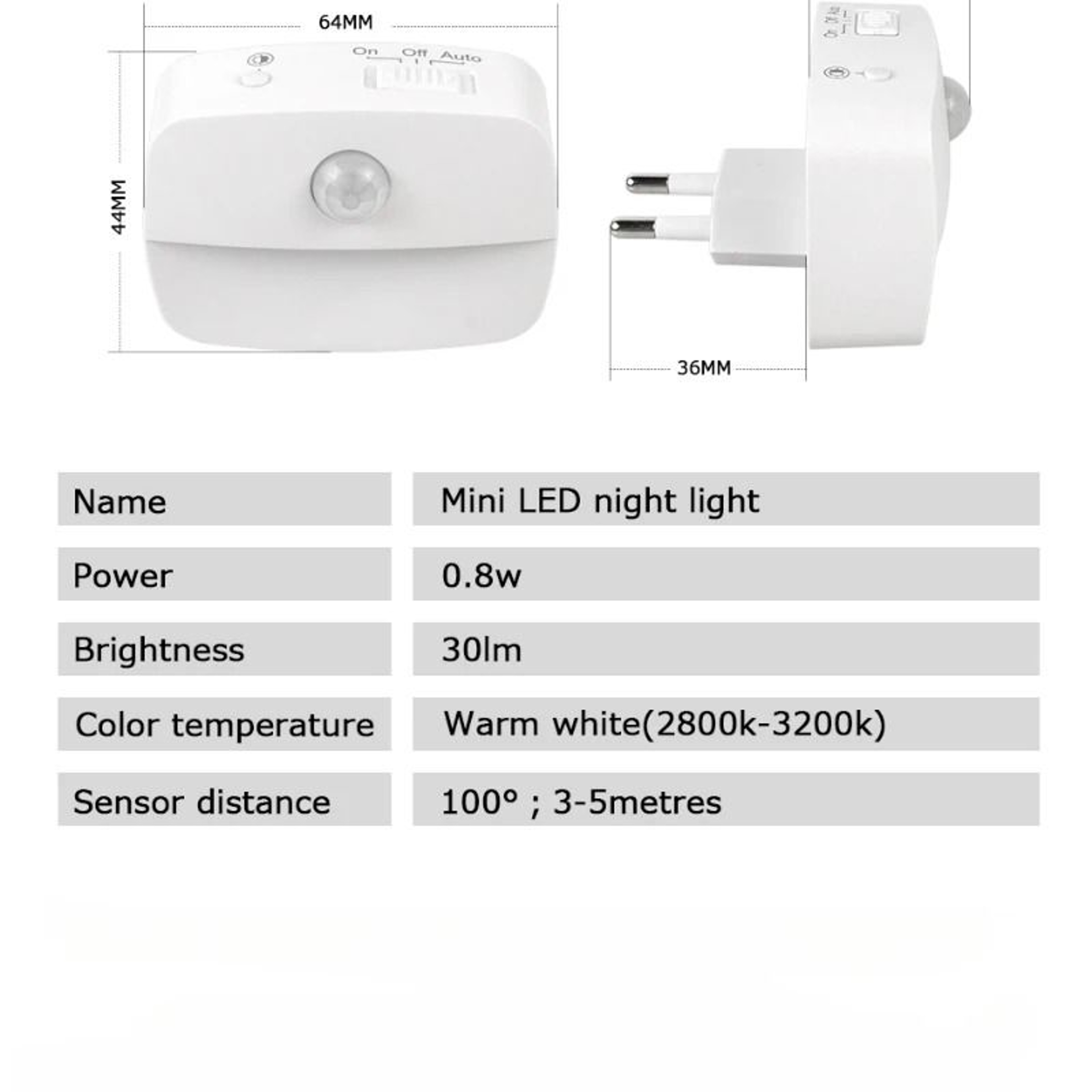 LED Night Light Mini PIR Motion Sensor Plug In Lamp For Bedroom And Hallway 2