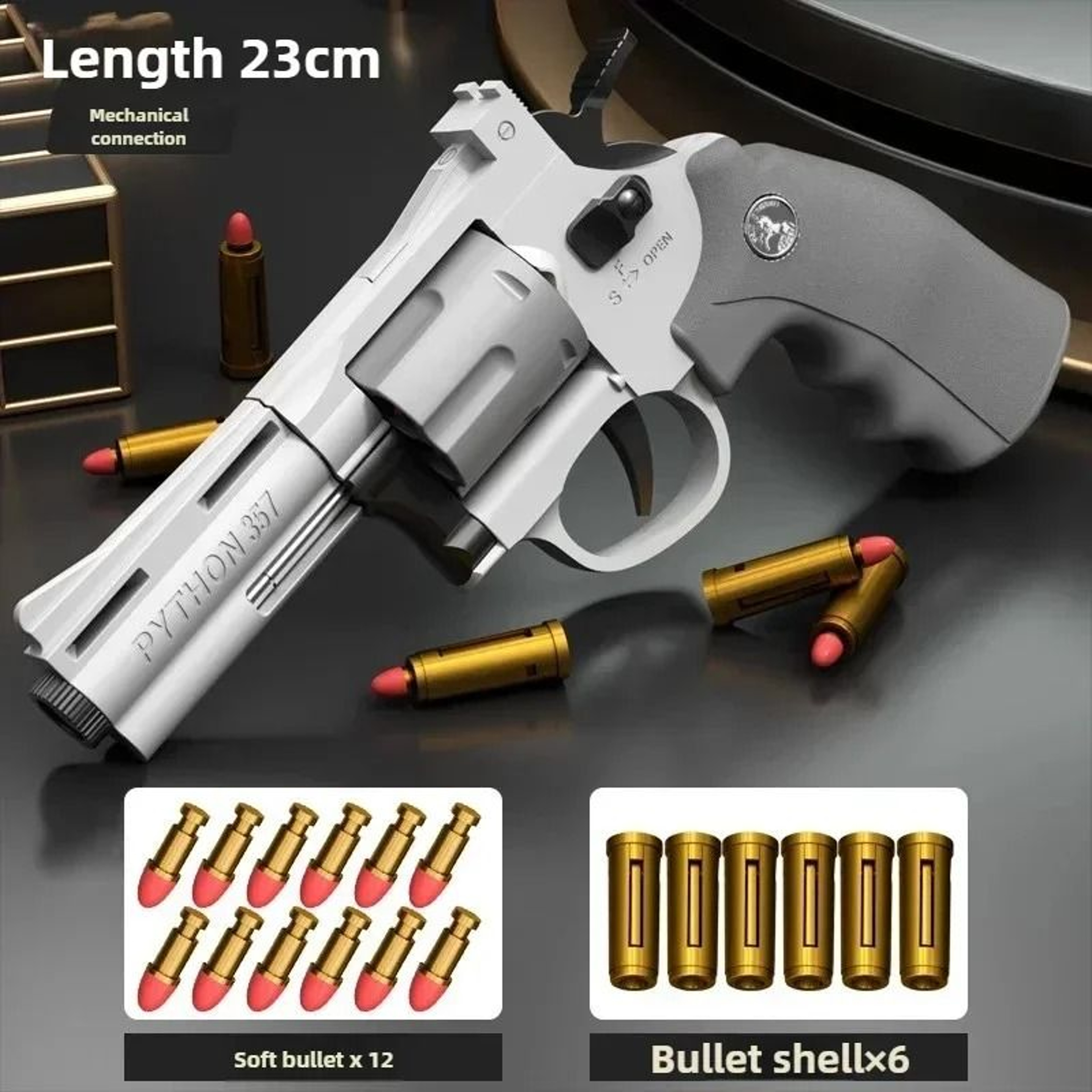 Funny Continuous Fire ZP5 357 Revolver Launcher Toy Gun With Soft Dart Bullets 6