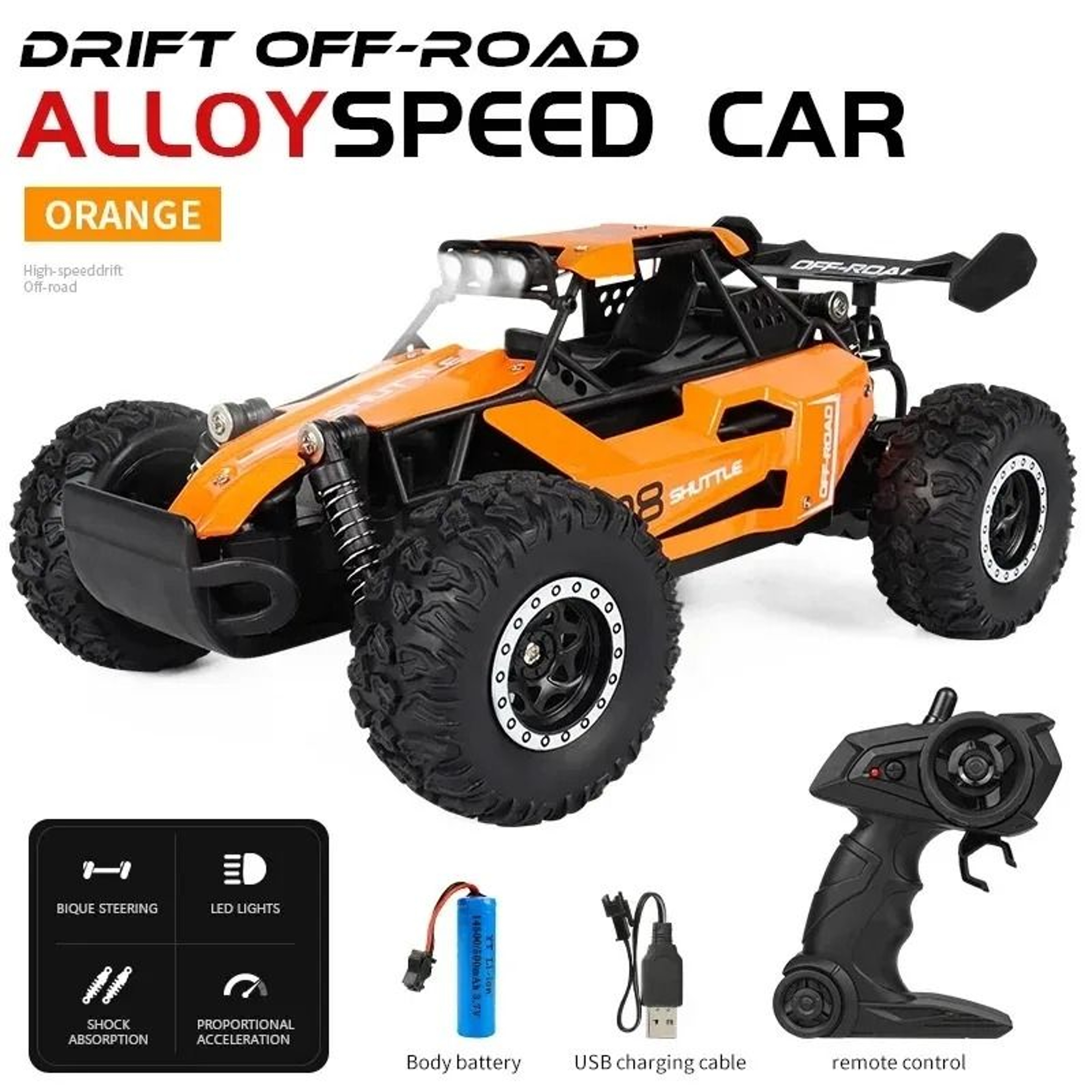 HighSpeed 1 16 RC OffRoad Car 20KMH With LED Lights And 24G Remote Control 6