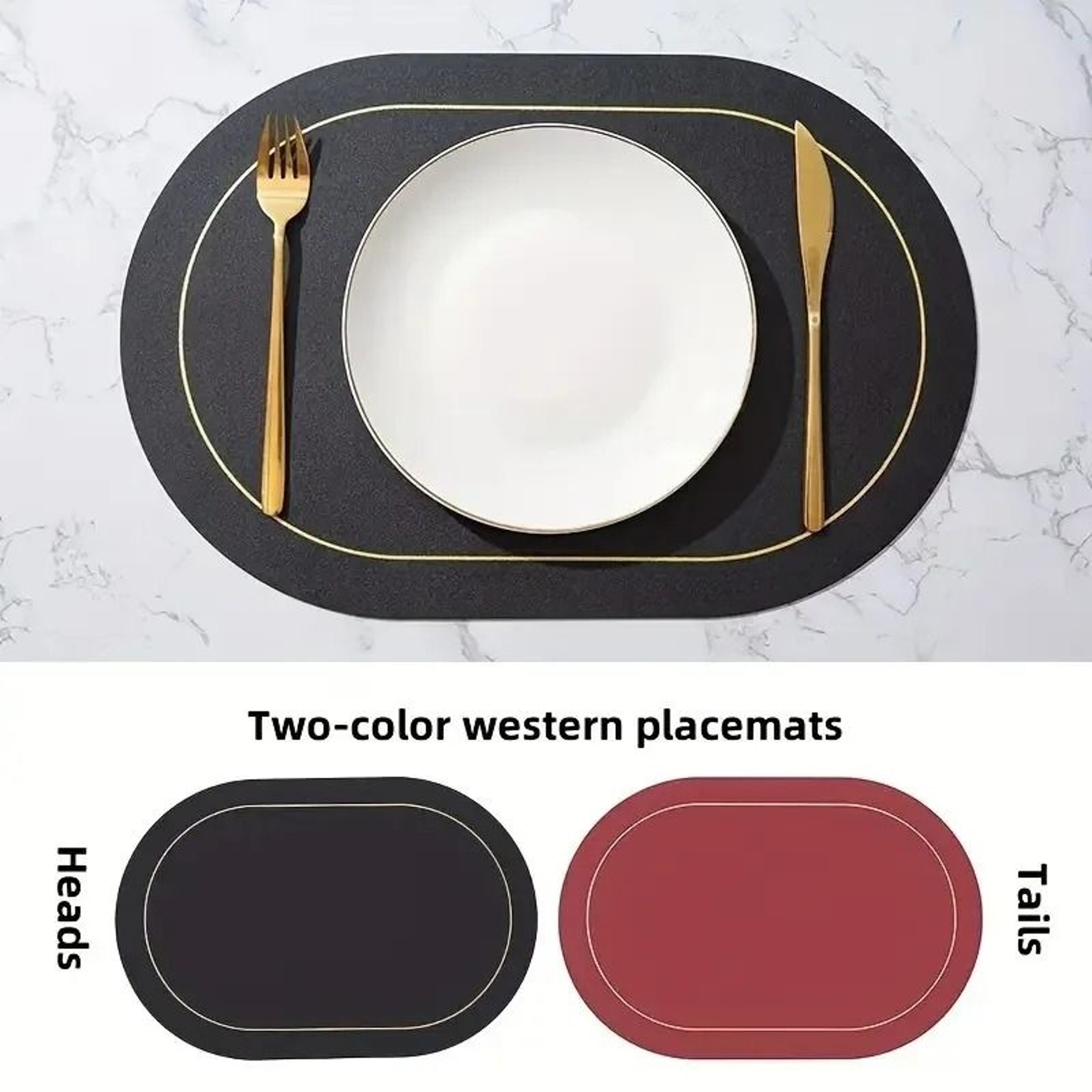 Premium Leather Table Placemats Set  HeatResistant  Waterproof Dining Decor 7