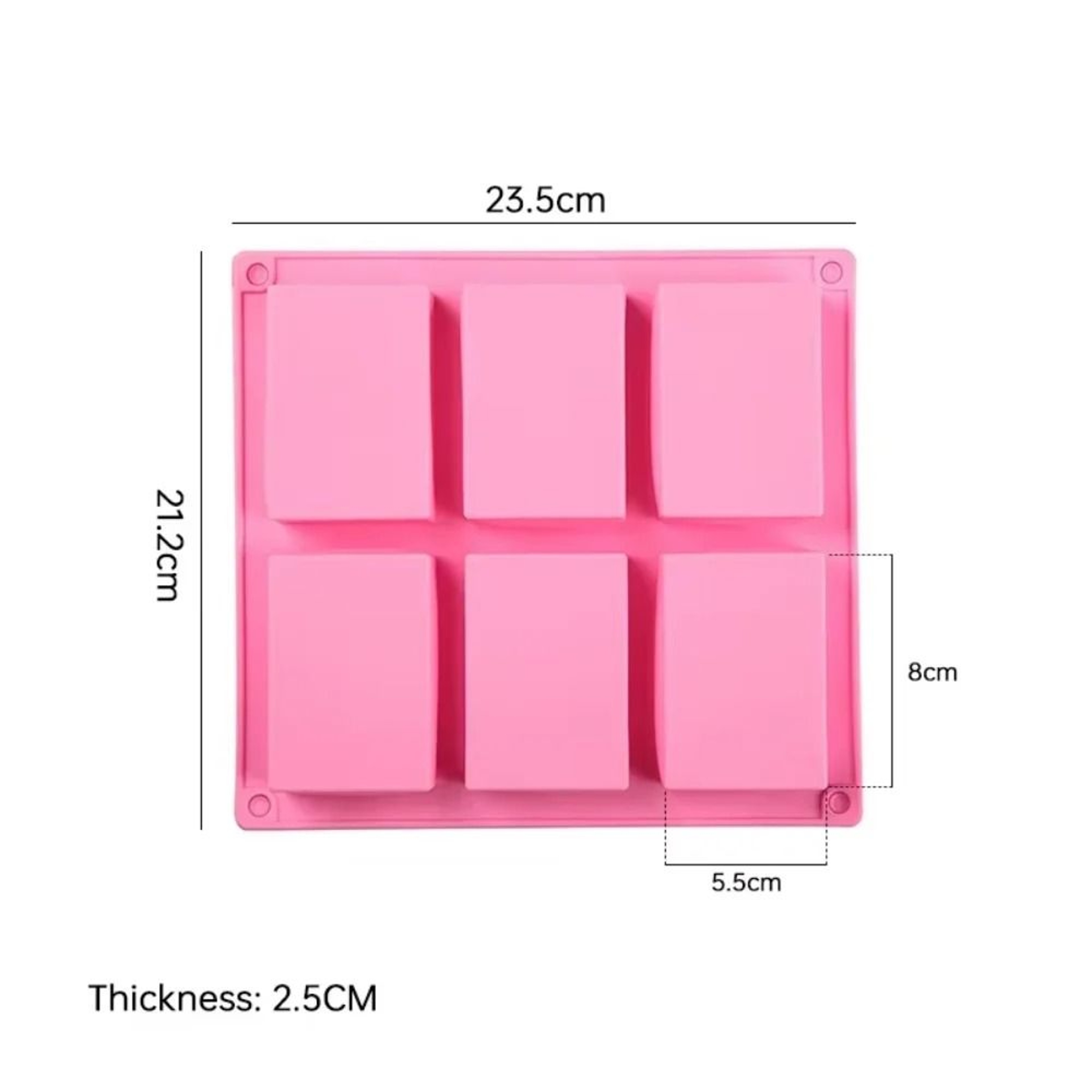 Square Silicone Soap  Baking Mold  6Compartment NonStick Brownie  Cupcake Pan 1
