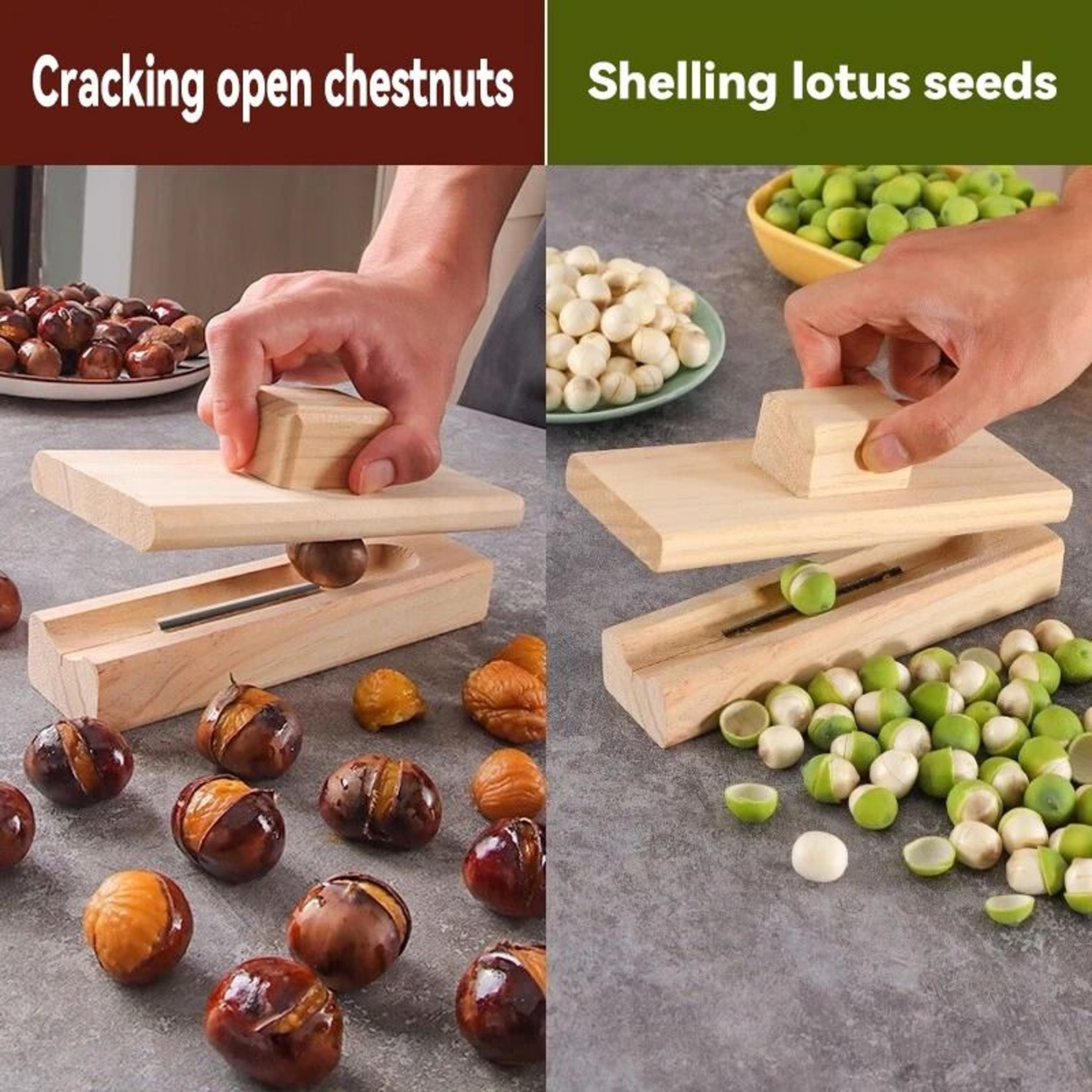 JUSTINLAU Wooden Chestnut  Nut Opener  Heavy Duty Manual Walnut Plier Tool 4